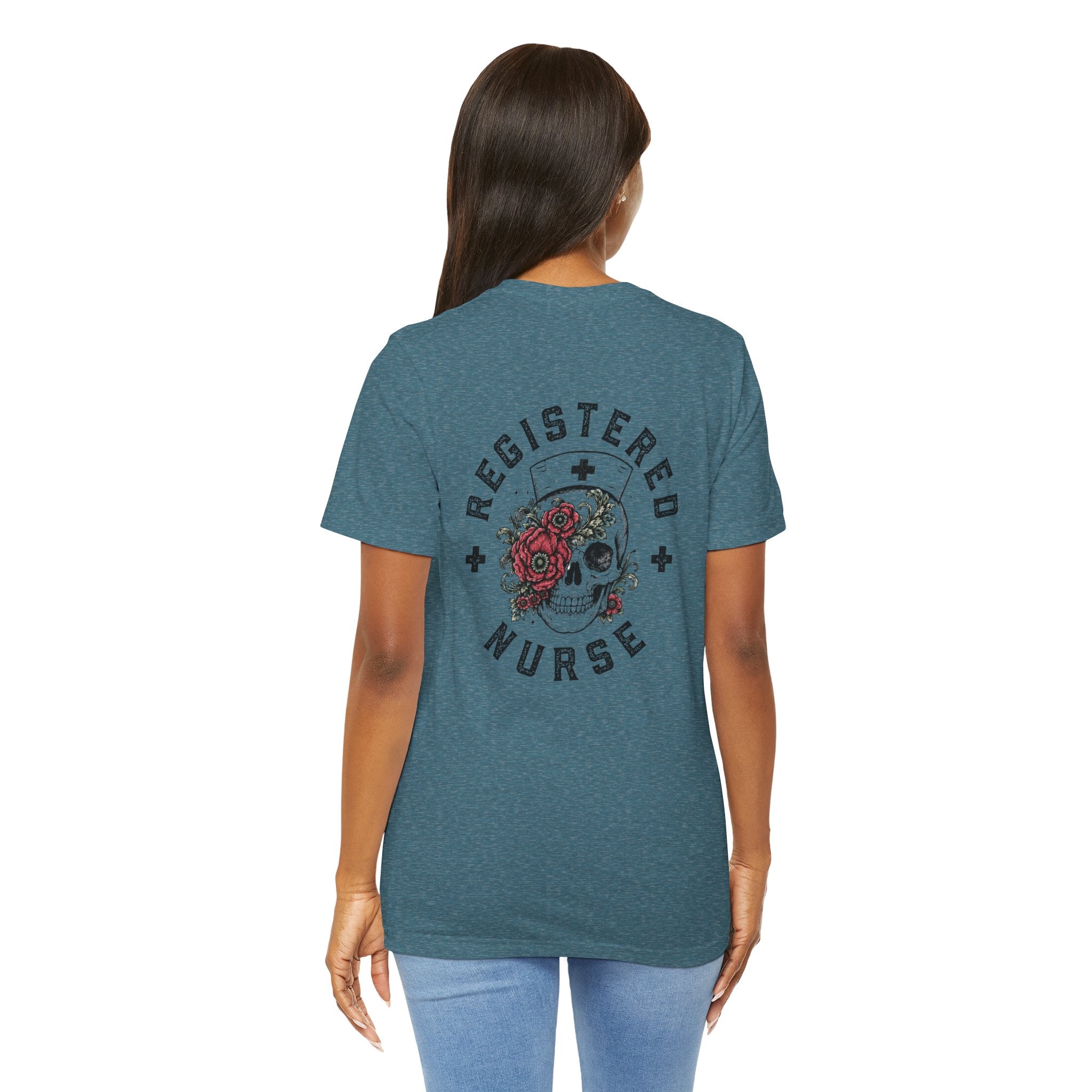 Registered Nurse Vintage Skull Tee | Tattoo Style RN Shirt | Nurse Gift | Floral Skull Graphic Tee | Bella Canvas | Off Shift Studio