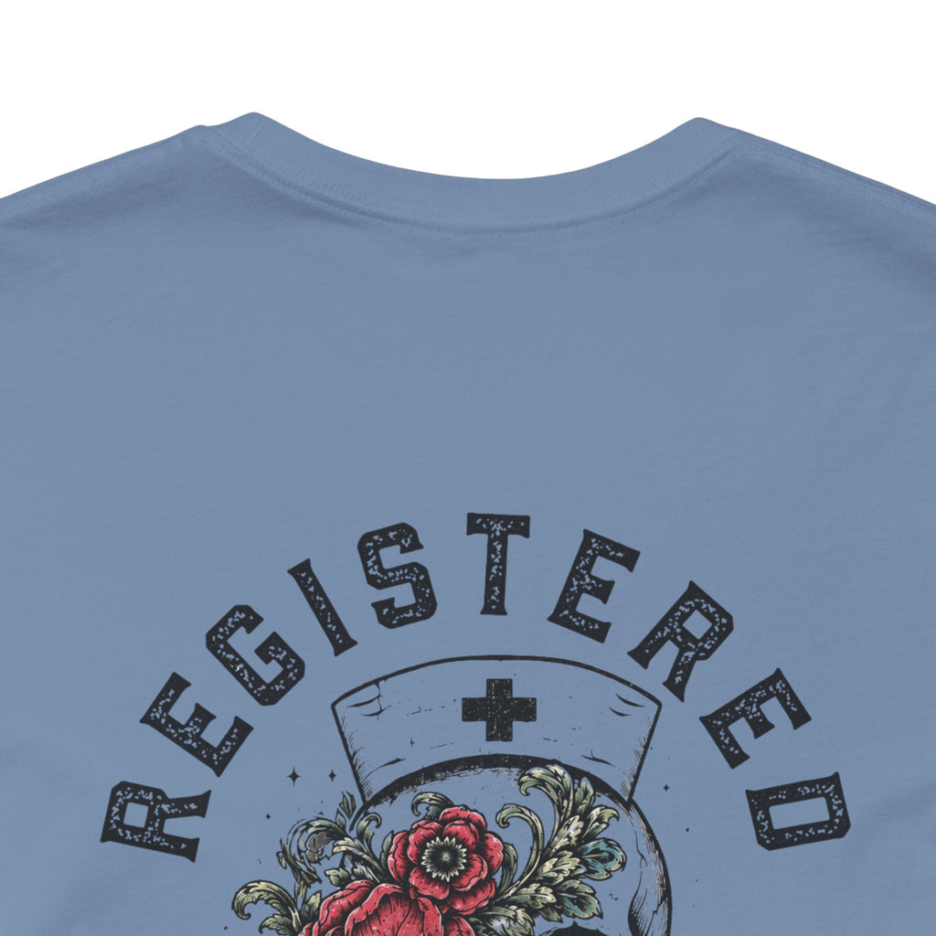 Registered Nurse Vintage Skull Tee | Tattoo Style RN Shirt | Nurse Gift | Floral Skull Graphic Tee | Bella Canvas | Off Shift Studio