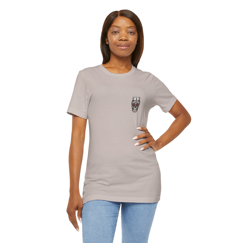 Registered Nurse Vintage Skull Tee | Tattoo Style RN Shirt | Nurse Gift | Floral Skull Graphic Tee | Bella Canvas | Off Shift Studio