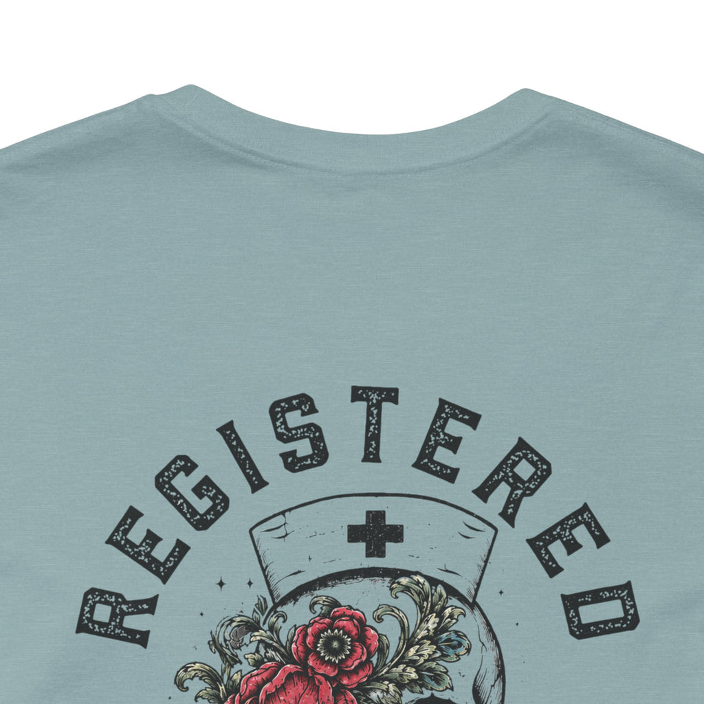 Registered Nurse Vintage Skull Tee | Tattoo Style RN Shirt | Nurse Gift | Floral Skull Graphic Tee | Bella Canvas | Off Shift Studio