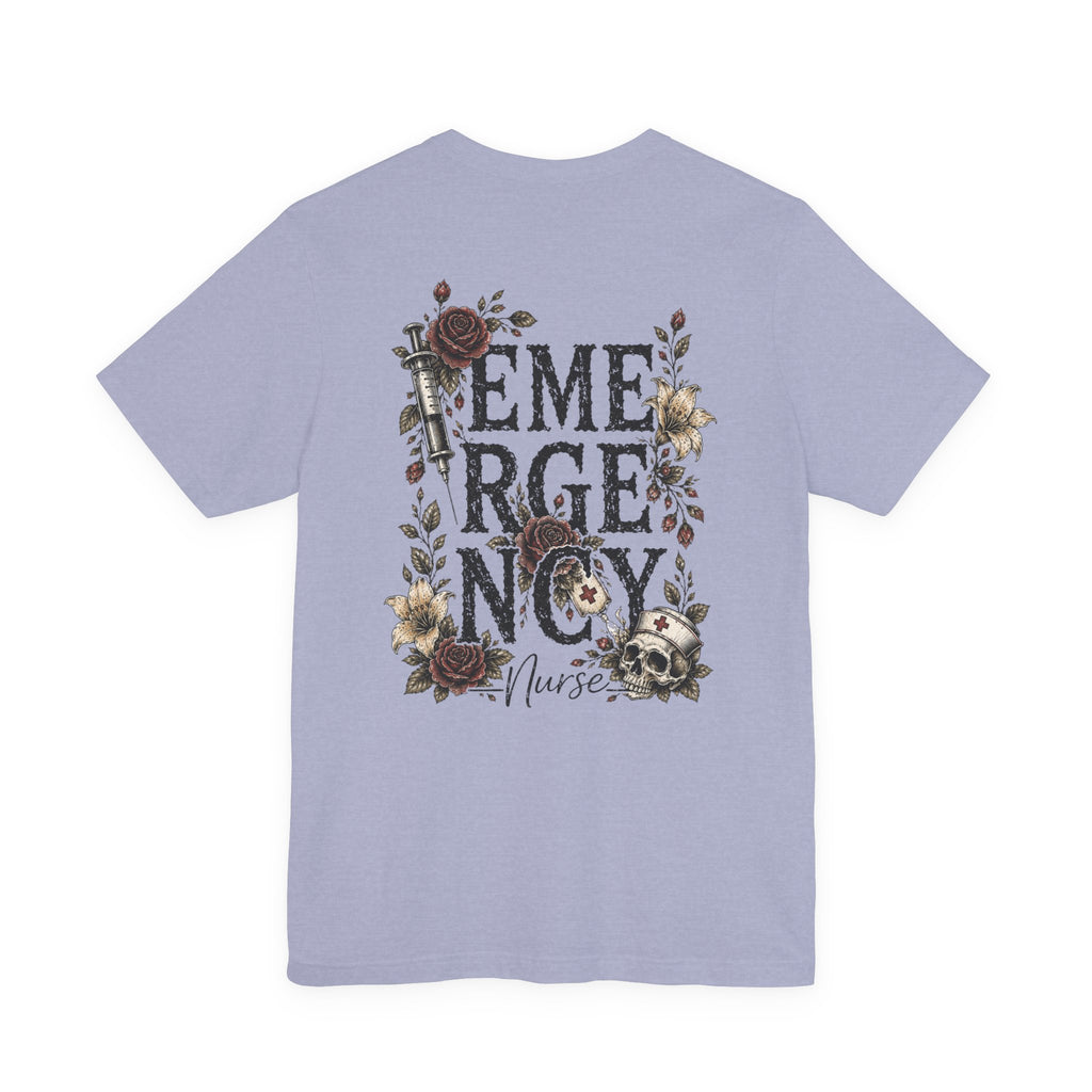 Emergency Nurse Shirt | Gothic Floral Nurse Tee | Vintage Tattoo Style ER Nurse T-Shirt | Bella & Canvas