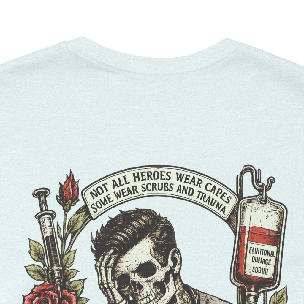 Murse Skull Nurse Graphic Tee — Vintage Medical Tattoo Back Print | Male Nurse Gift