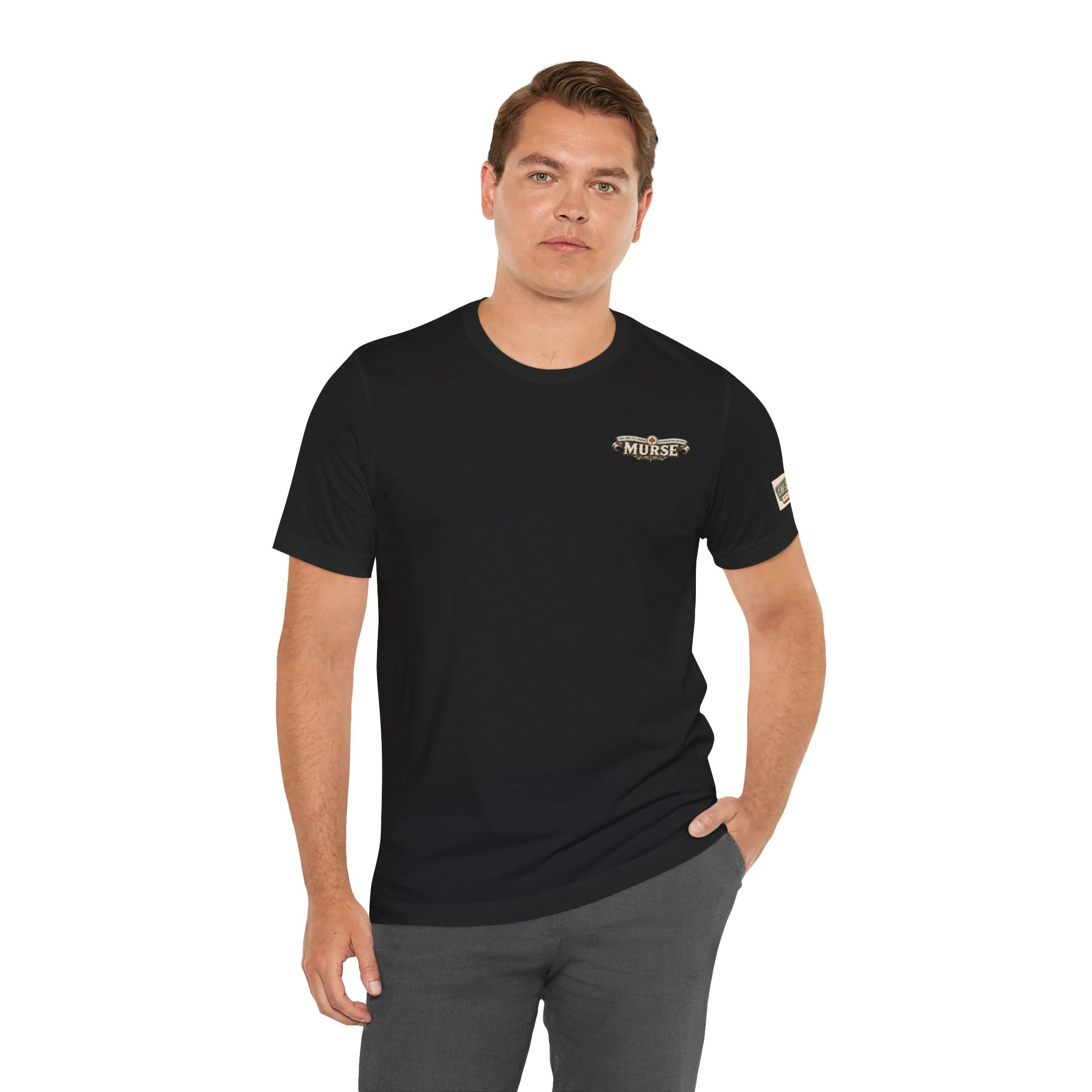 Murse Skull Nurse Graphic Tee — Vintage Medical Tattoo Back Print | Male Nurse Gift
