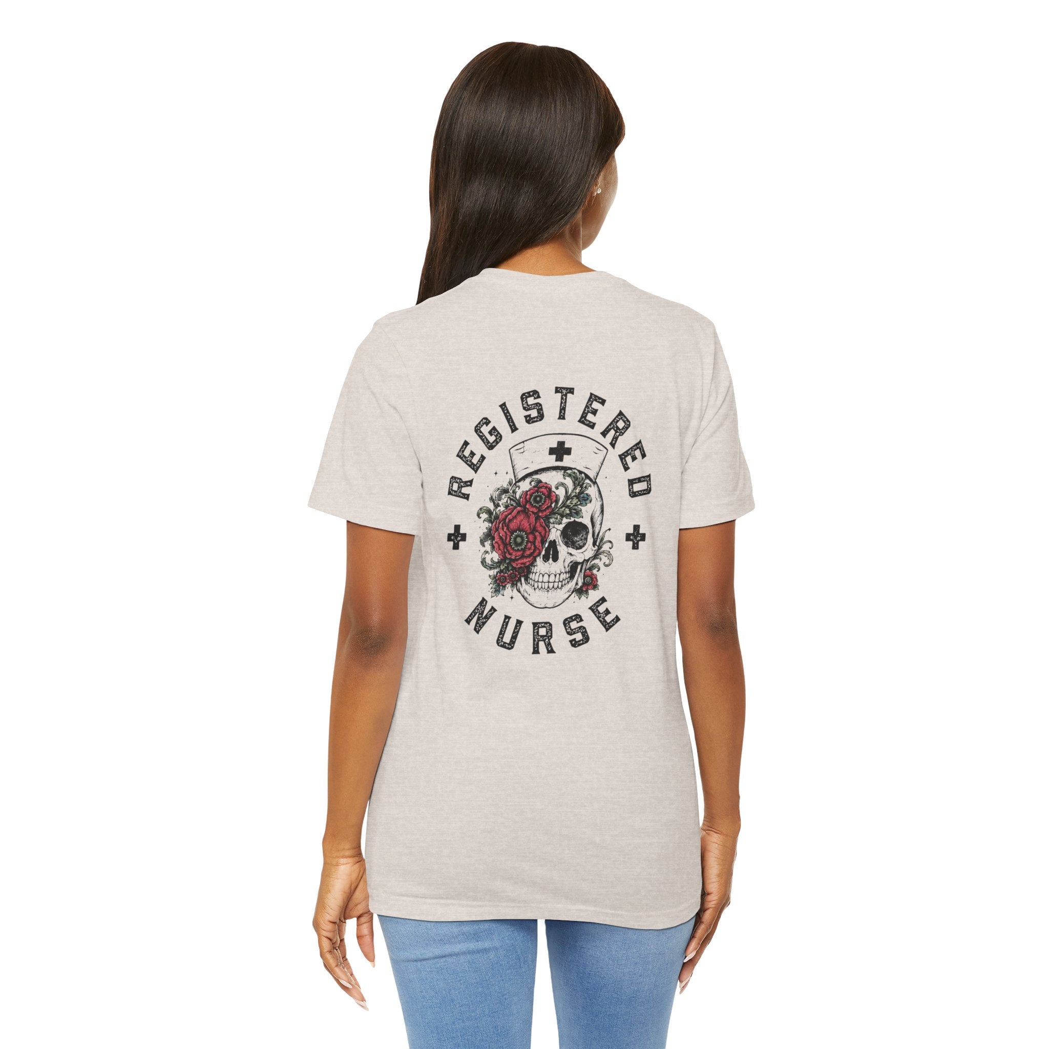 Registered Nurse Vintage Skull Tee | Tattoo Style RN Shirt | Nurse Gift | Floral Skull Graphic Tee | Bella Canvas | Off Shift Studio