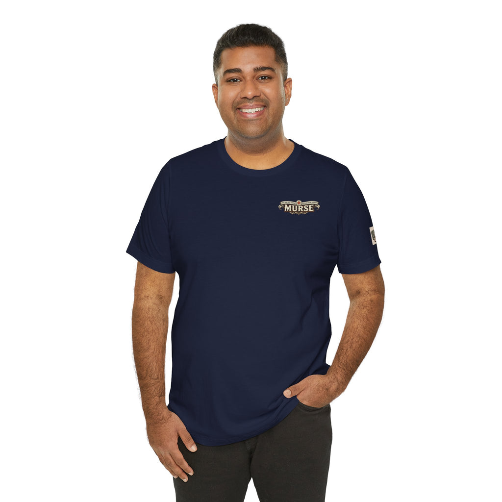 Murse Skull Nurse Graphic Tee — Vintage Medical Tattoo Back Print | Male Nurse Gift