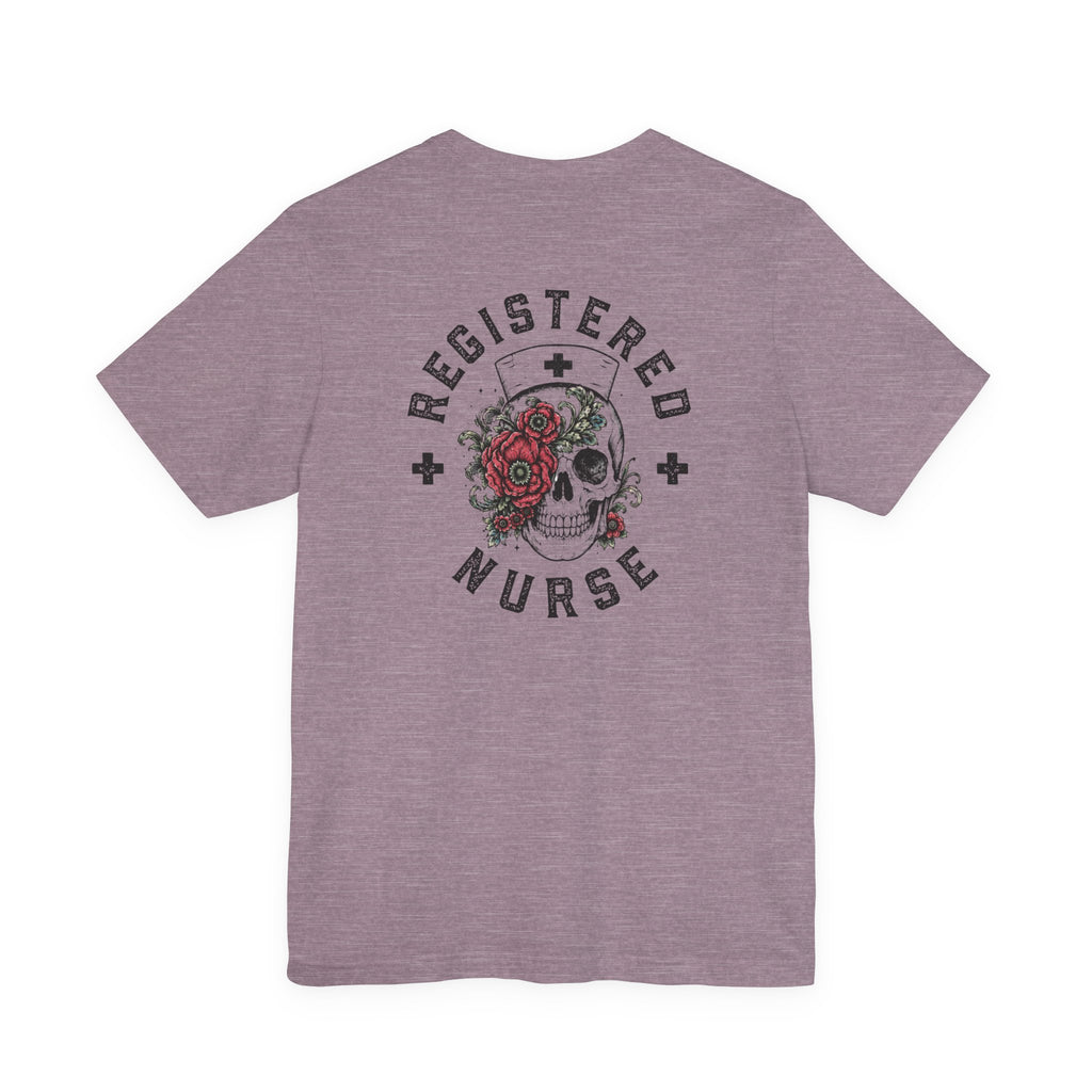 Registered Nurse Vintage Skull Tee | Tattoo Style RN Shirt | Nurse Gift | Floral Skull Graphic Tee | Bella Canvas | Off Shift Studio