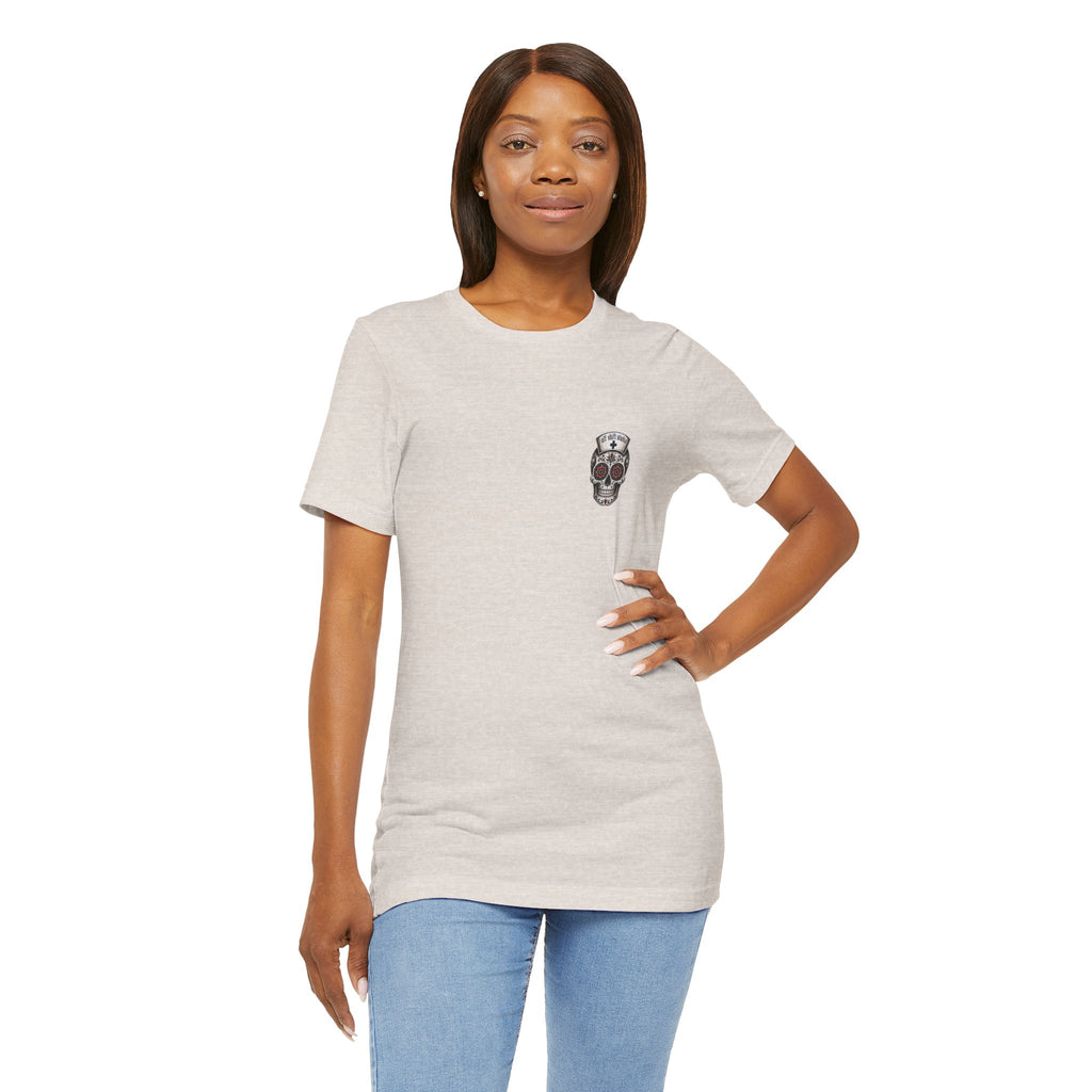 Registered Nurse Vintage Skull Tee | Tattoo Style RN Shirt | Nurse Gift | Floral Skull Graphic Tee | Bella Canvas | Off Shift Studio