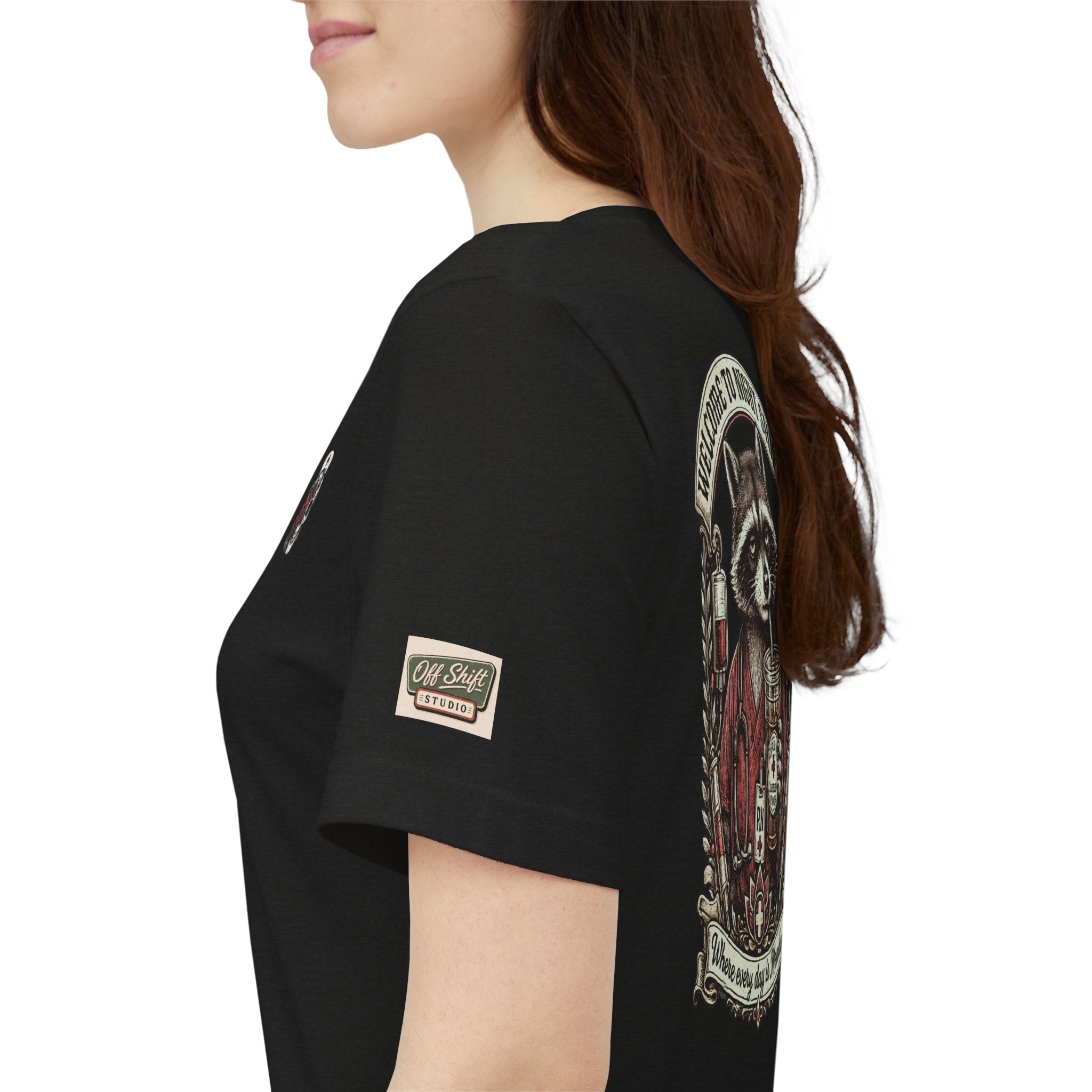 Night Shift Raccoon Nurse T-Shirt — "Welcome to Night Shift" Work Tee for Nurses & Healthcare