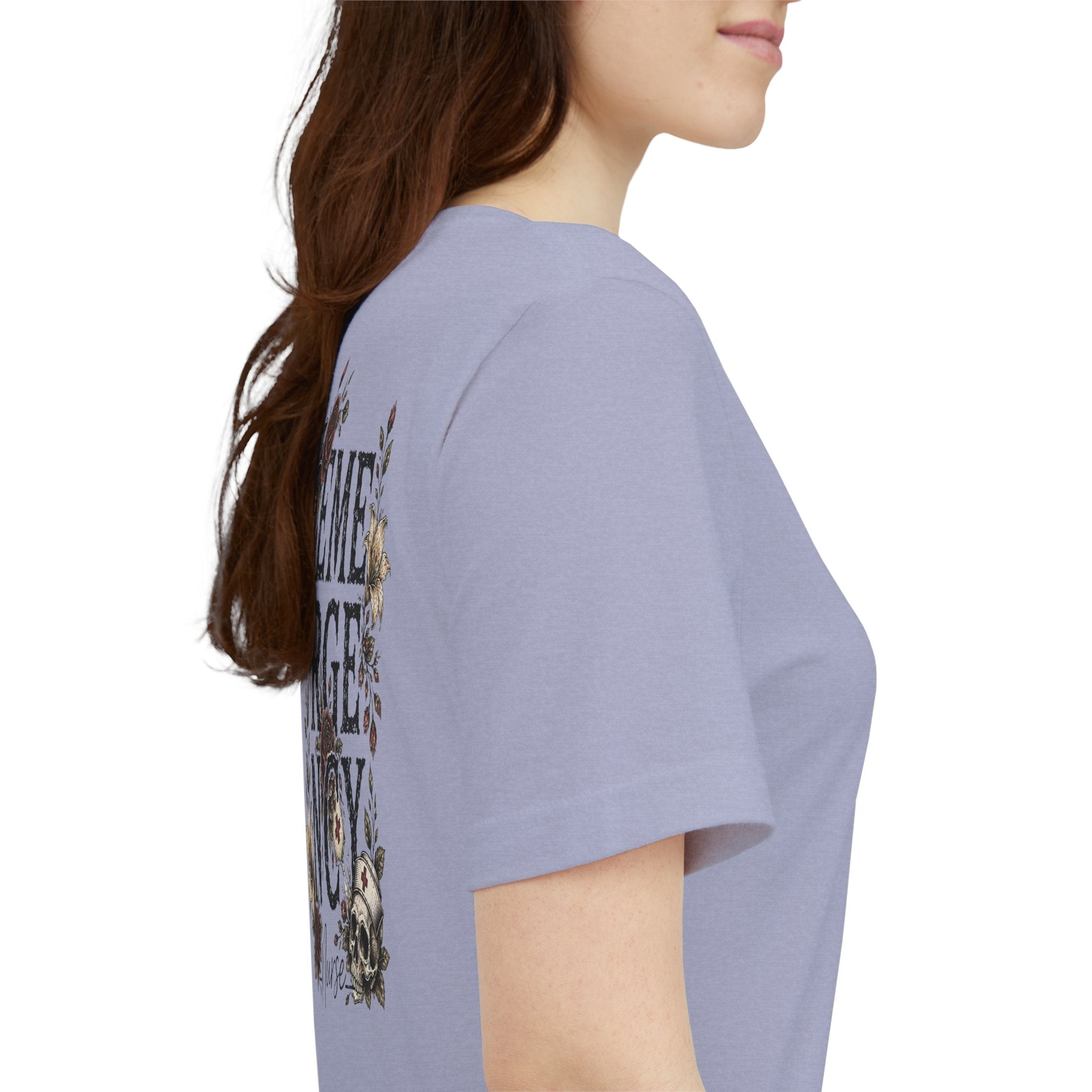 Emergency Nurse Shirt | Gothic Floral Nurse Tee | Vintage Tattoo Style ER Nurse T-Shirt | Bella & Canvas