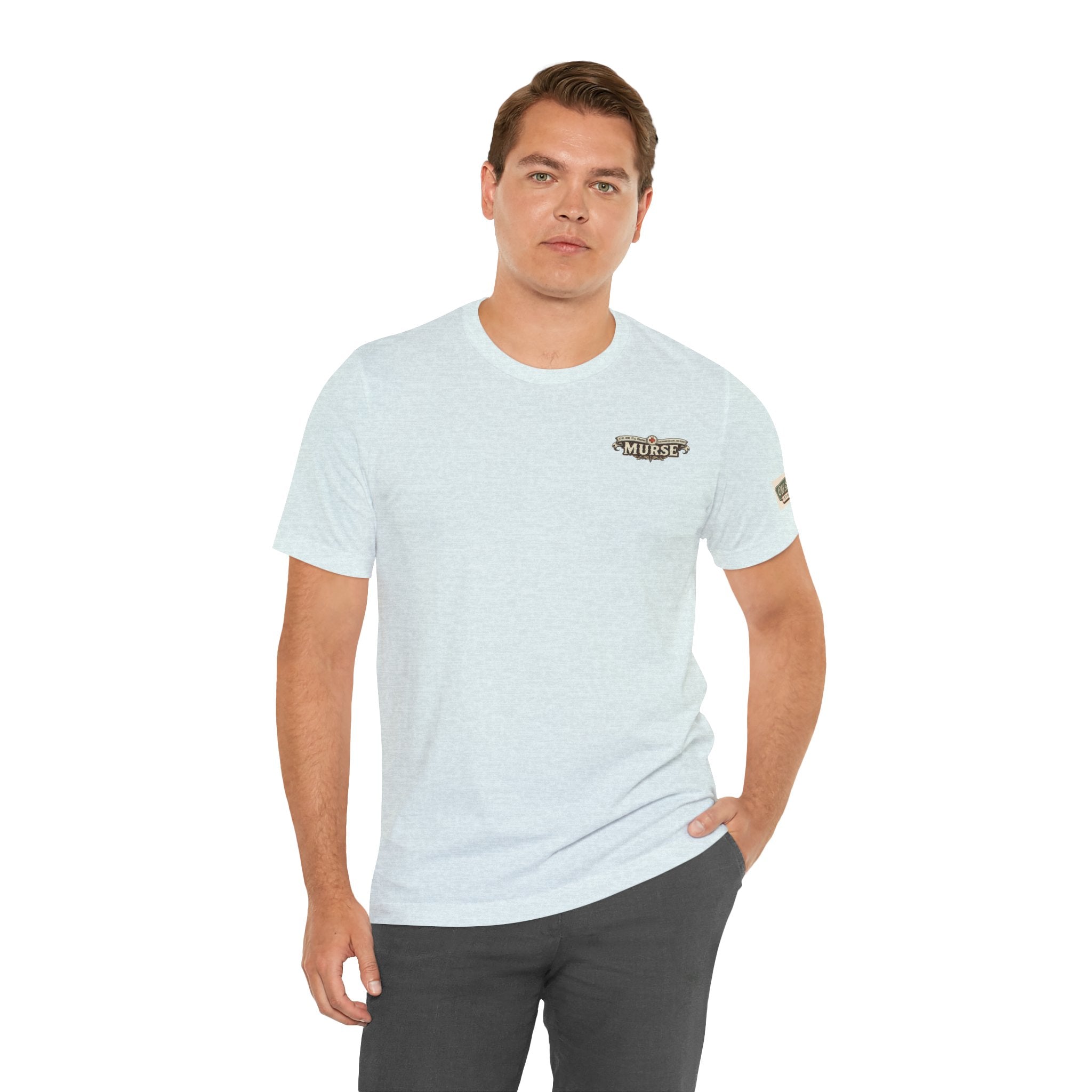 Murse Skull Nurse Graphic Tee — Vintage Medical Tattoo Back Print | Male Nurse Gift