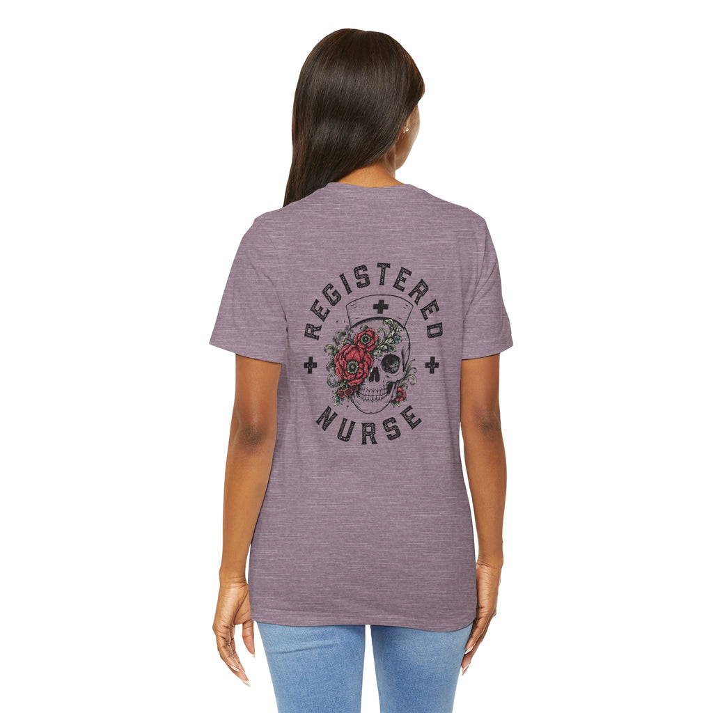 Registered Nurse Vintage Skull Tee | Tattoo Style RN Shirt | Nurse Gift | Floral Skull Graphic Tee | Bella Canvas | Off Shift Studio