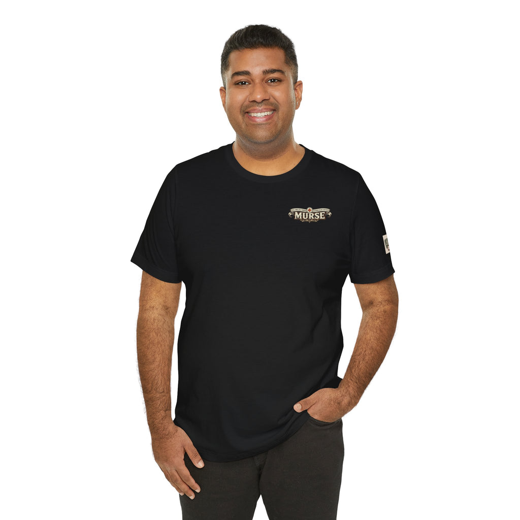 Murse Skull Nurse Graphic Tee — Vintage Medical Tattoo Back Print | Male Nurse Gift