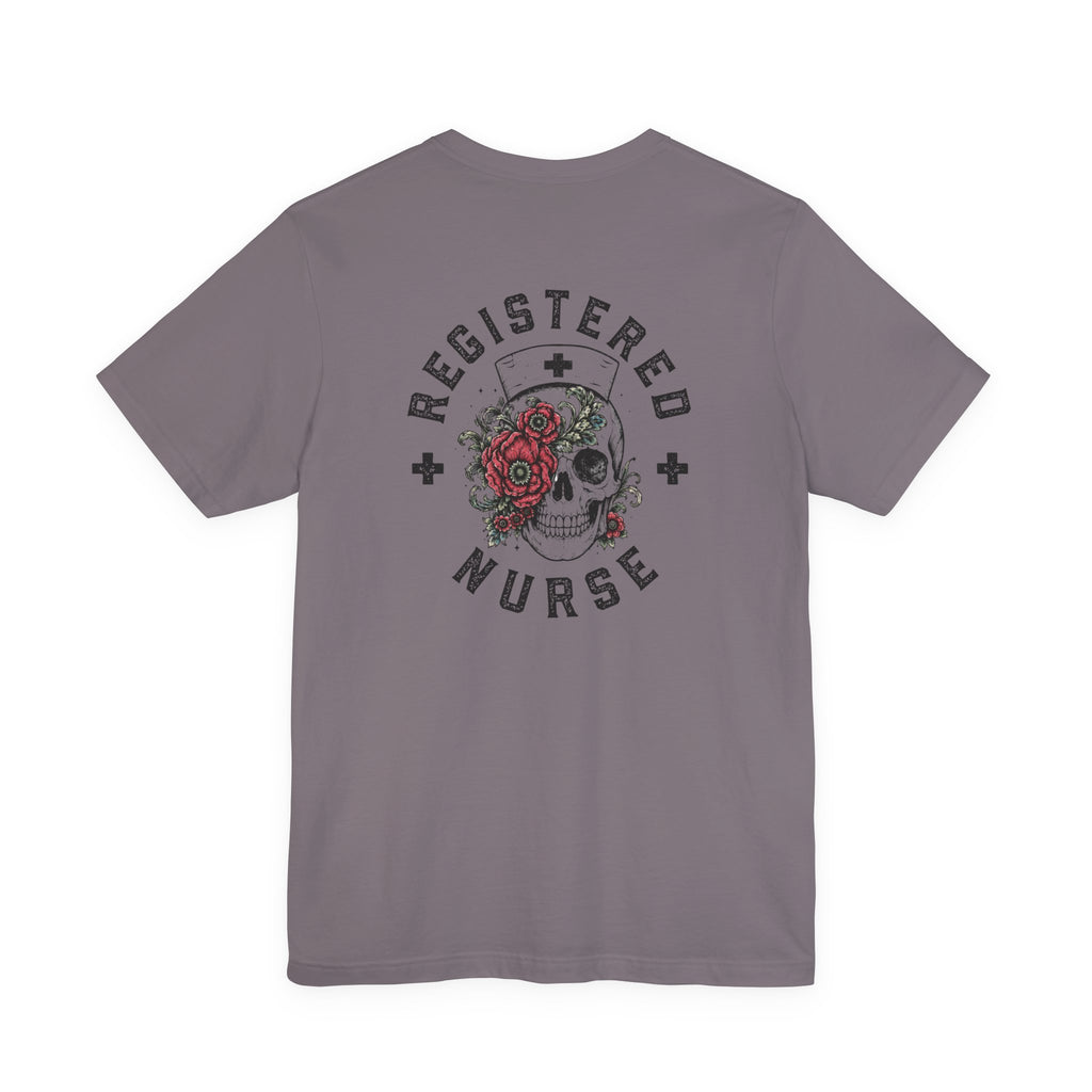 Registered Nurse Vintage Skull Tee | Tattoo Style RN Shirt | Nurse Gift | Floral Skull Graphic Tee | Bella Canvas | Off Shift Studio