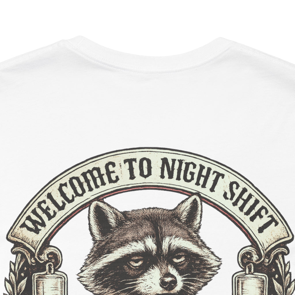 Night Shift Raccoon Nurse T-Shirt — "Welcome to Night Shift" Work Tee for Nurses & Healthcare