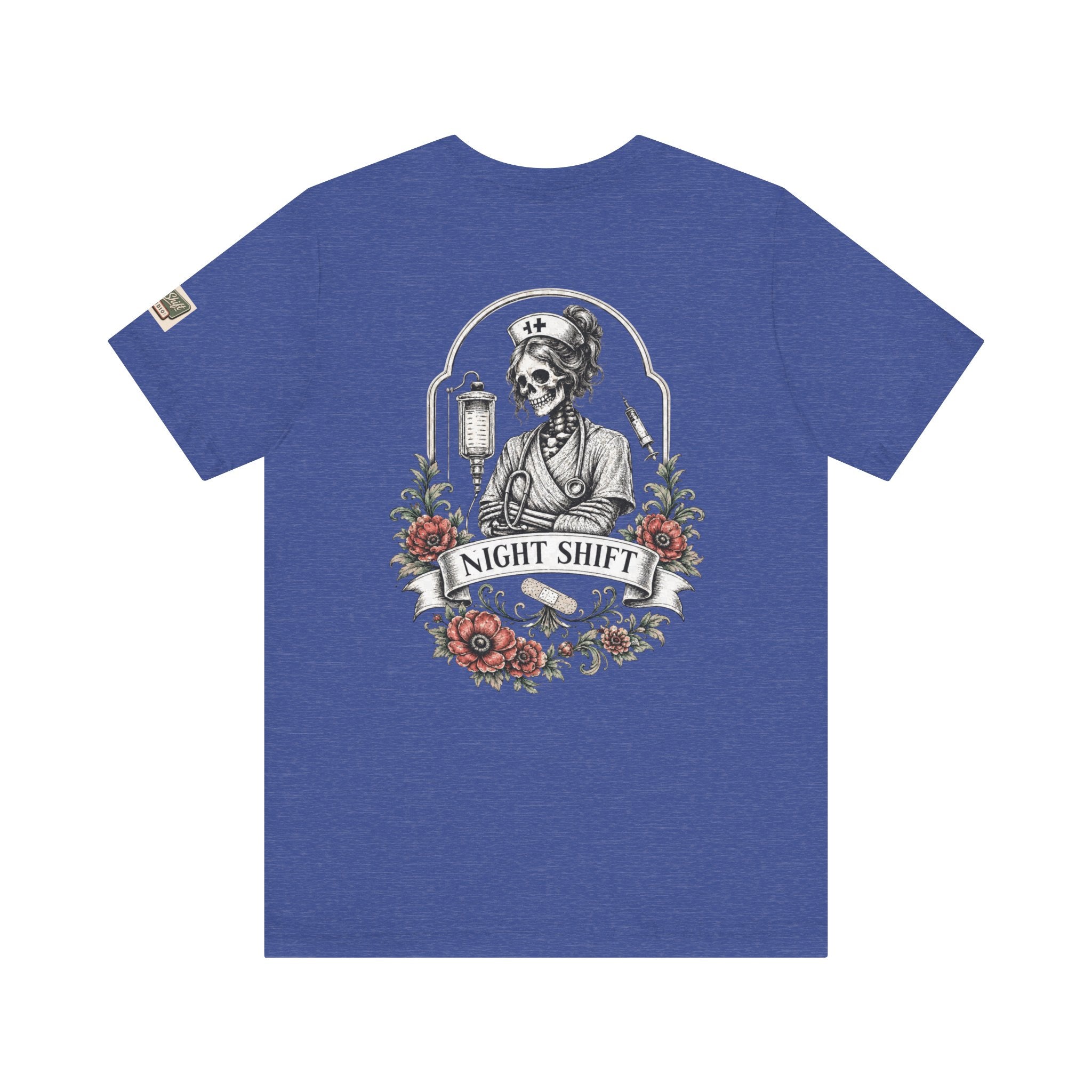 Night Shift Nurse Shirt | Skeleton Nurse T-Shirt | Tattoo Style Medical Shirt | Bella+Canvas