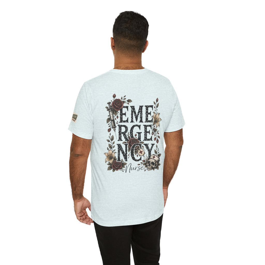 Emergency Nurse Shirt | Gothic Floral Nurse Tee | Vintage Tattoo Style ER Nurse T-Shirt | Bella & Canvas