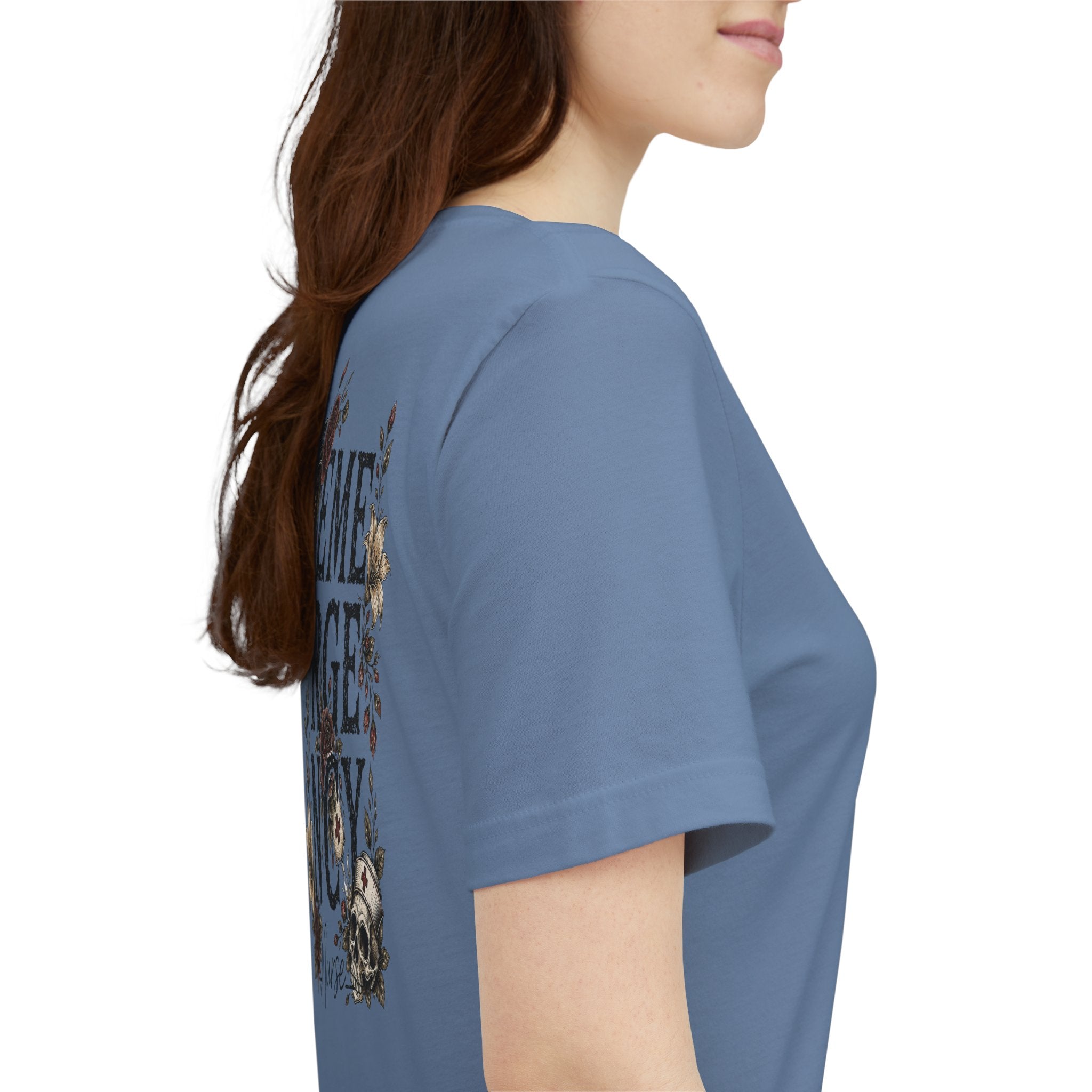 Emergency Nurse Shirt | Gothic Floral Nurse Tee | Vintage Tattoo Style ER Nurse T-Shirt | Bella & Canvas