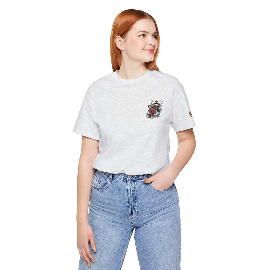Emergency Nurse Shirt | Gothic Floral Nurse Tee | Vintage Tattoo Style ER Nurse T-Shirt | Bella & Canvas