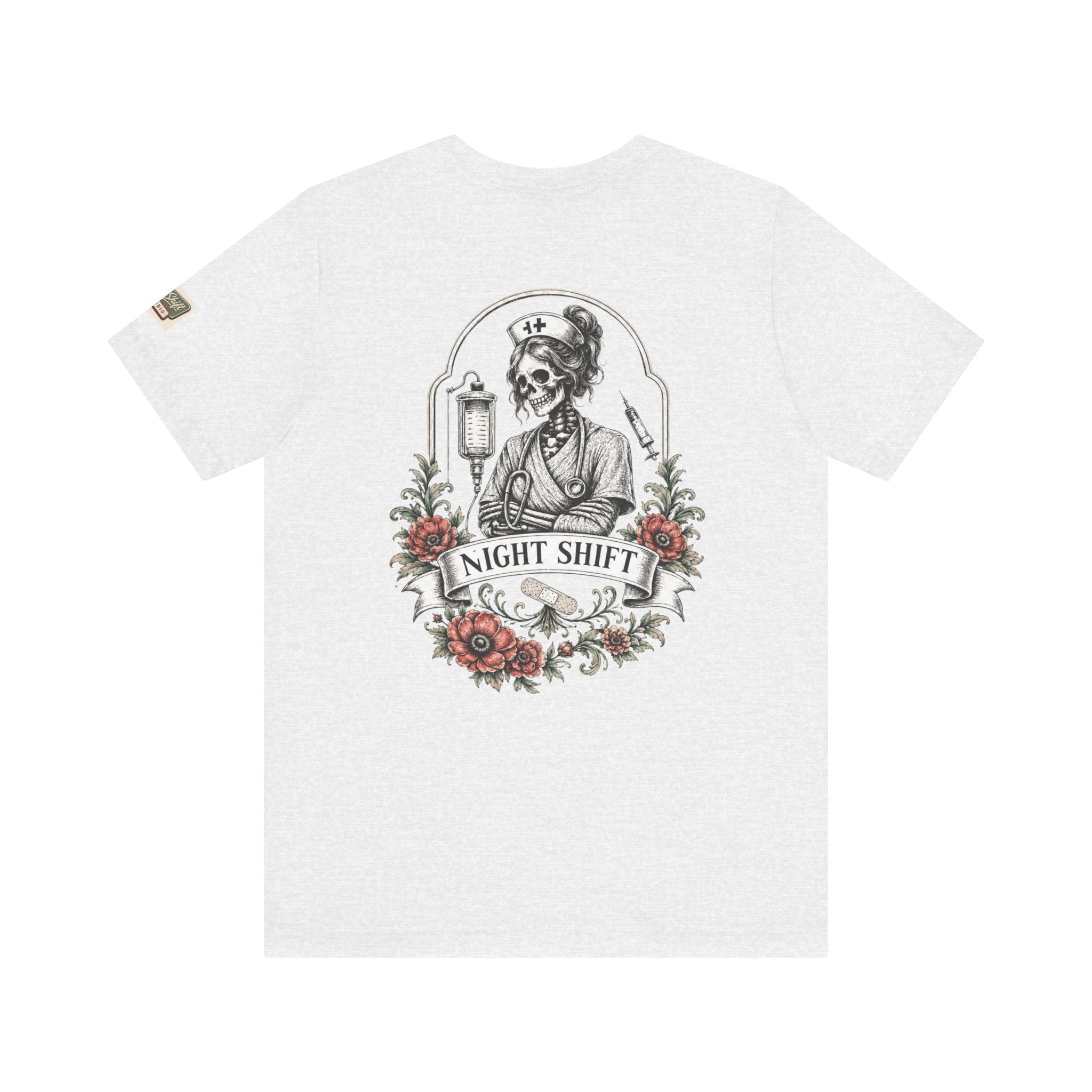 Night Shift Nurse Shirt | Skeleton Nurse T-Shirt | Tattoo Style Medical Shirt | Bella+Canvas