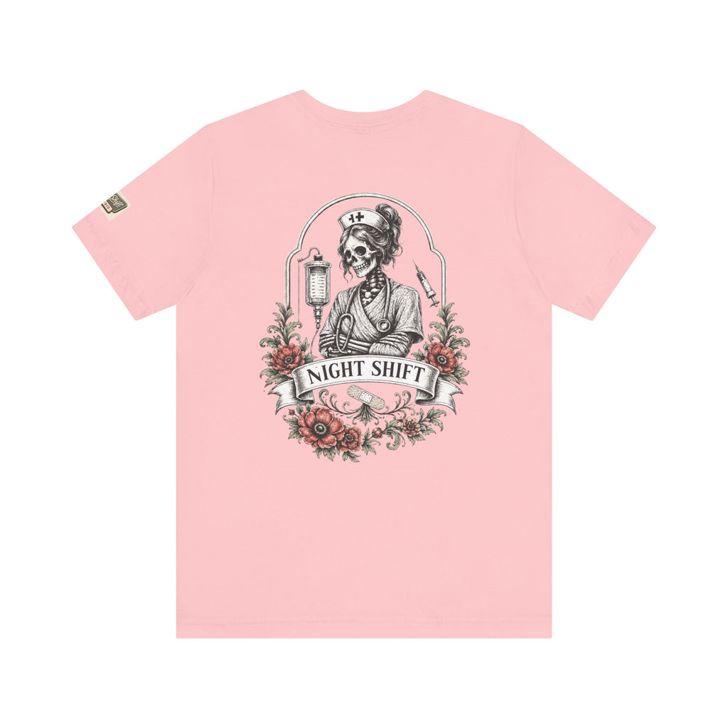 Night Shift Nurse Shirt | Skeleton Nurse T-Shirt | Tattoo Style Medical Shirt | Bella+Canvas