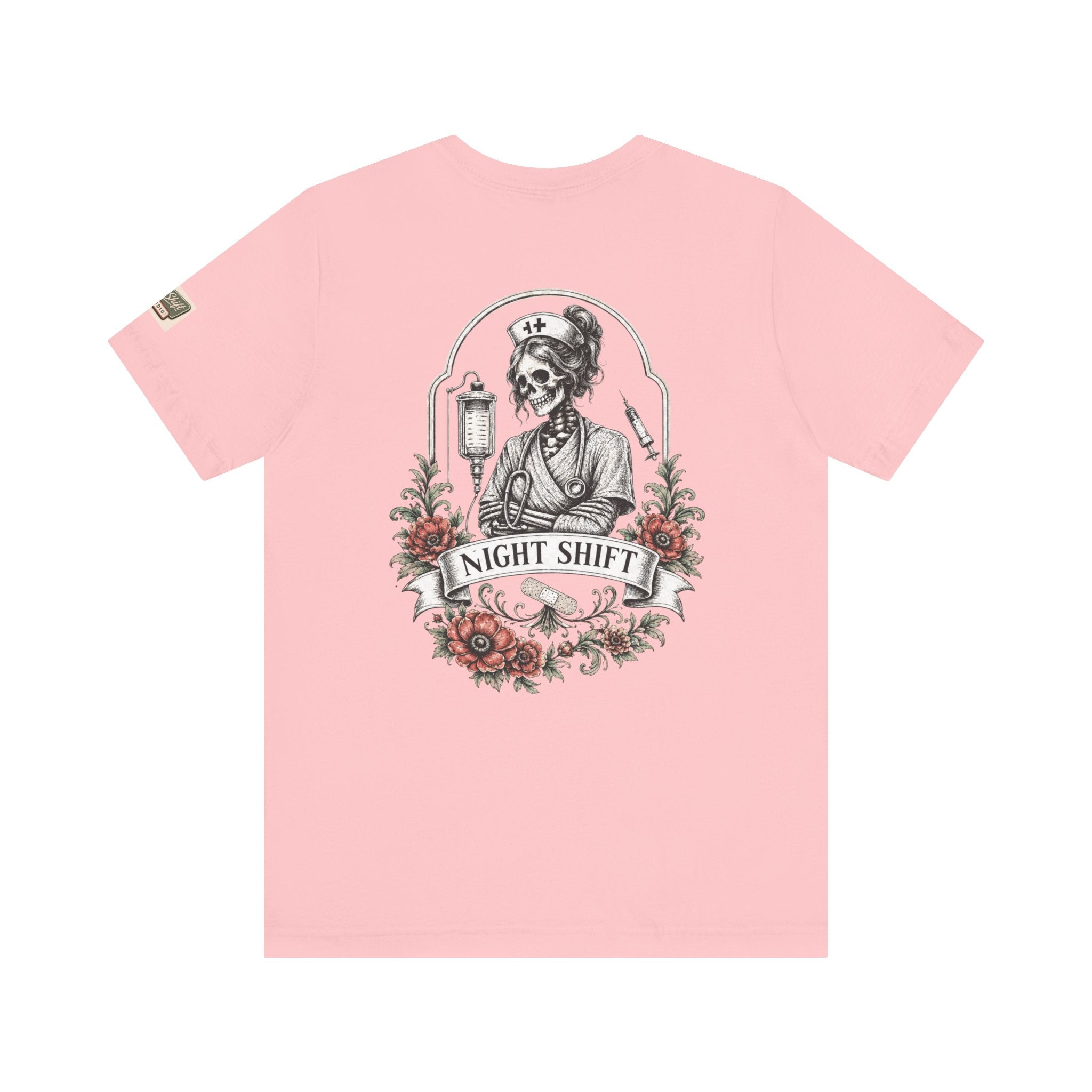 Night Shift Nurse Shirt | Skeleton Nurse T-Shirt | Tattoo Style Medical Shirt | Bella+Canvas