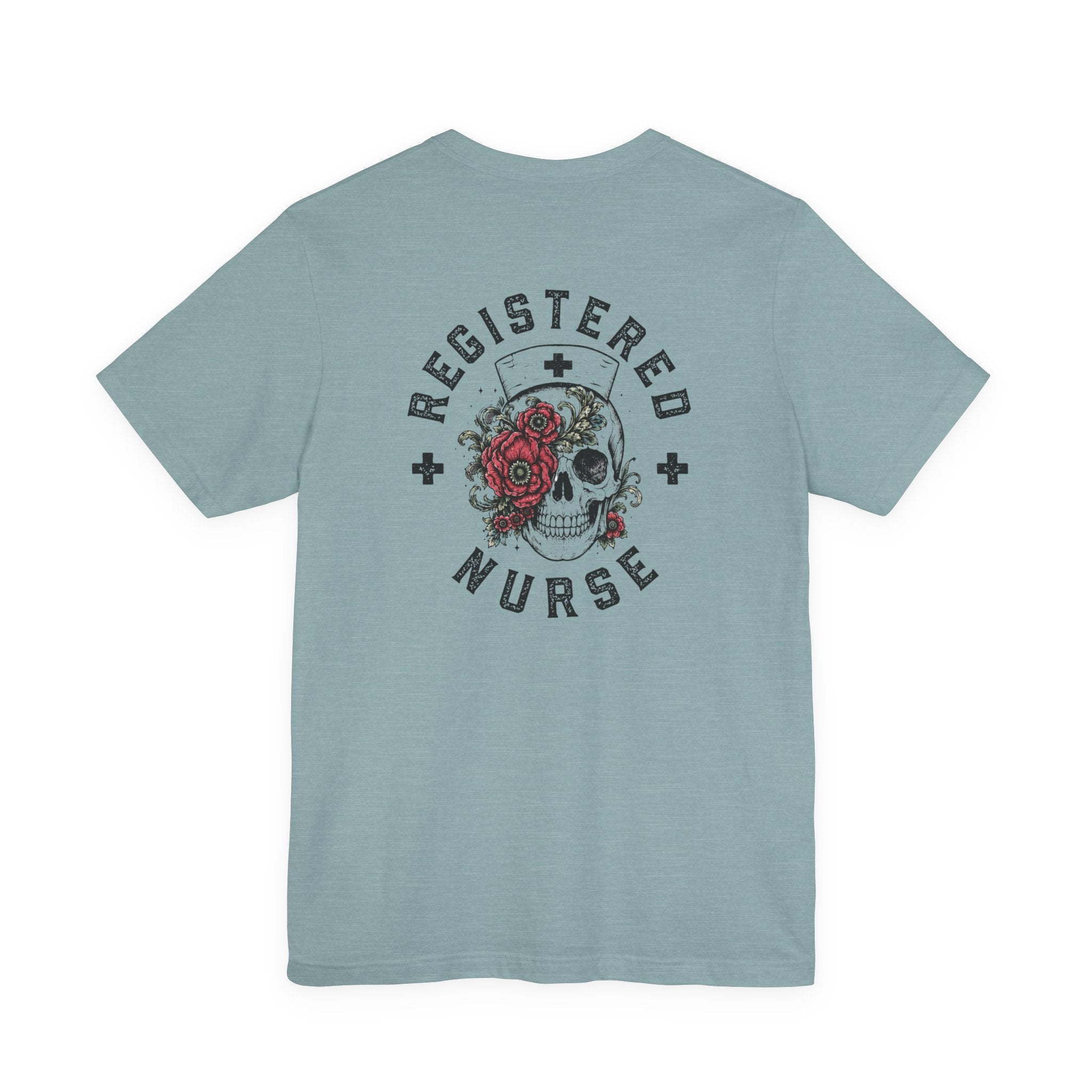 Registered Nurse Vintage Skull Tee | Tattoo Style RN Shirt | Nurse Gift | Floral Skull Graphic Tee | Bella Canvas | Off Shift Studio