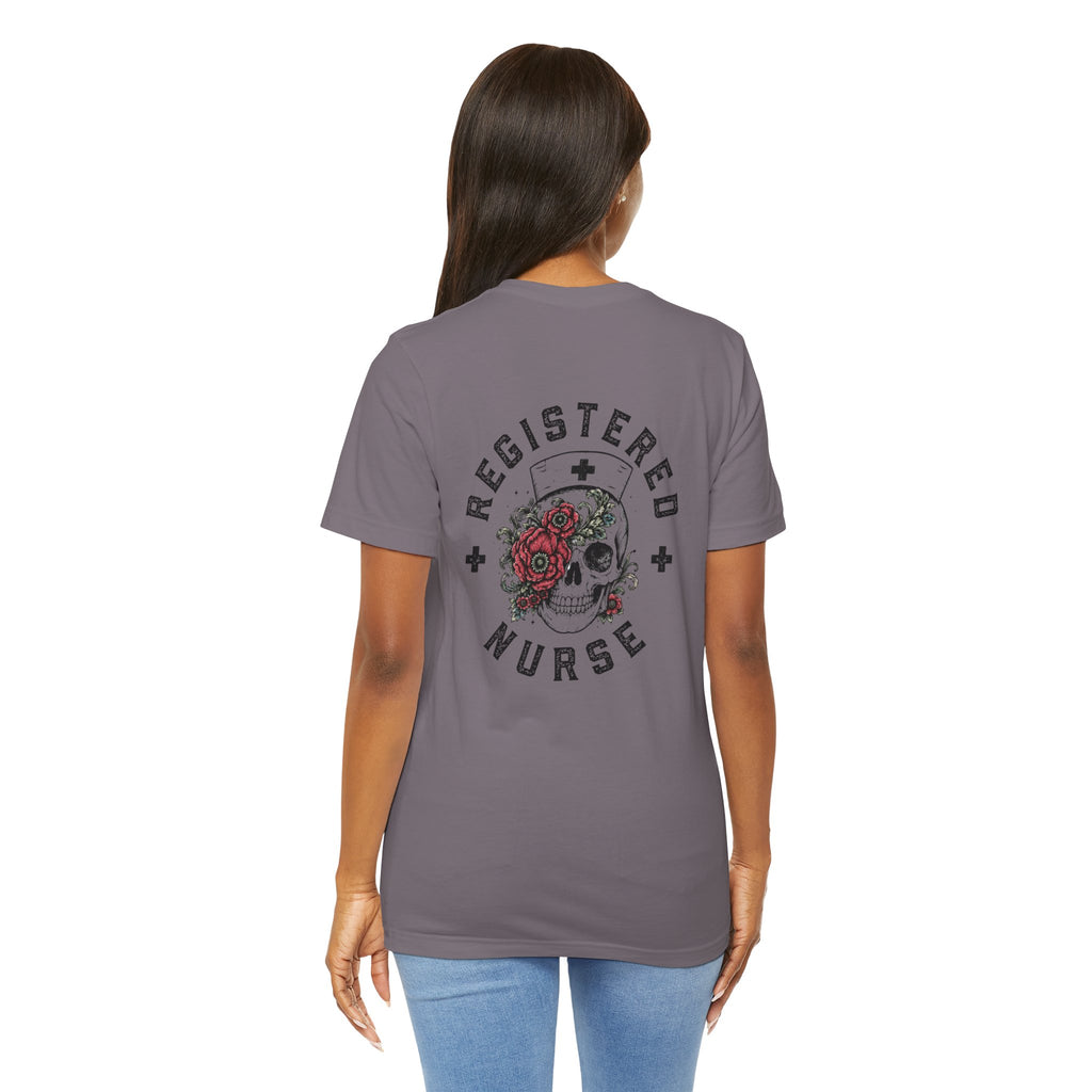 Registered Nurse Vintage Skull Tee | Tattoo Style RN Shirt | Nurse Gift | Floral Skull Graphic Tee | Bella Canvas | Off Shift Studio
