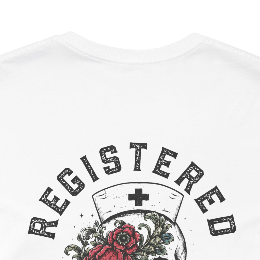 Registered Nurse Vintage Skull Tee | Tattoo Style RN Shirt | Nurse Gift | Floral Skull Graphic Tee | Bella Canvas | Off Shift Studio