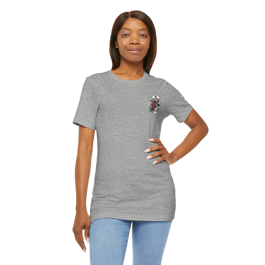 Emergency Nurse Shirt | Gothic Floral Nurse Tee | Vintage Tattoo Style ER Nurse T-Shirt | Bella & Canvas