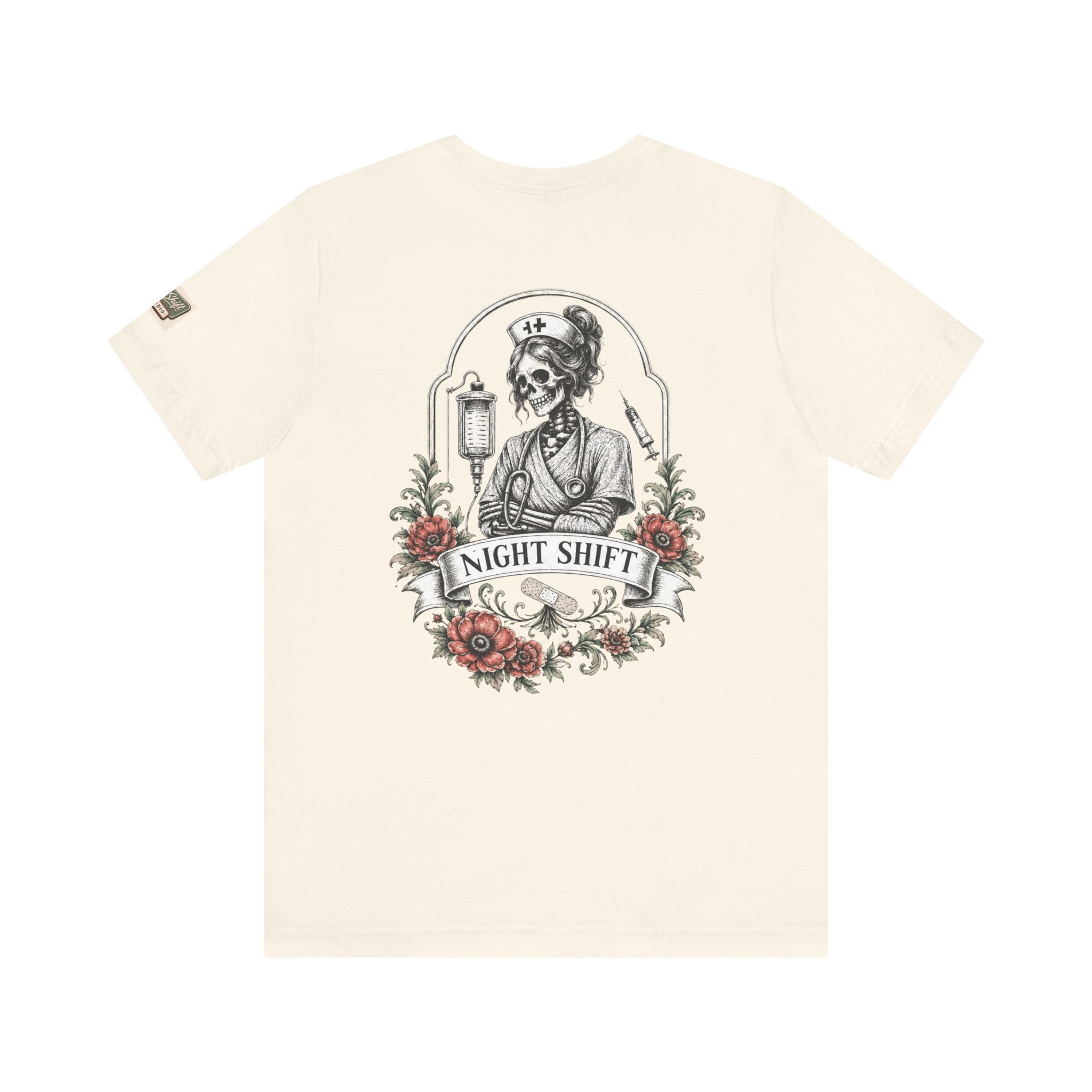 Night Shift Nurse Shirt | Skeleton Nurse T-Shirt | Tattoo Style Medical Shirt | Bella+Canvas