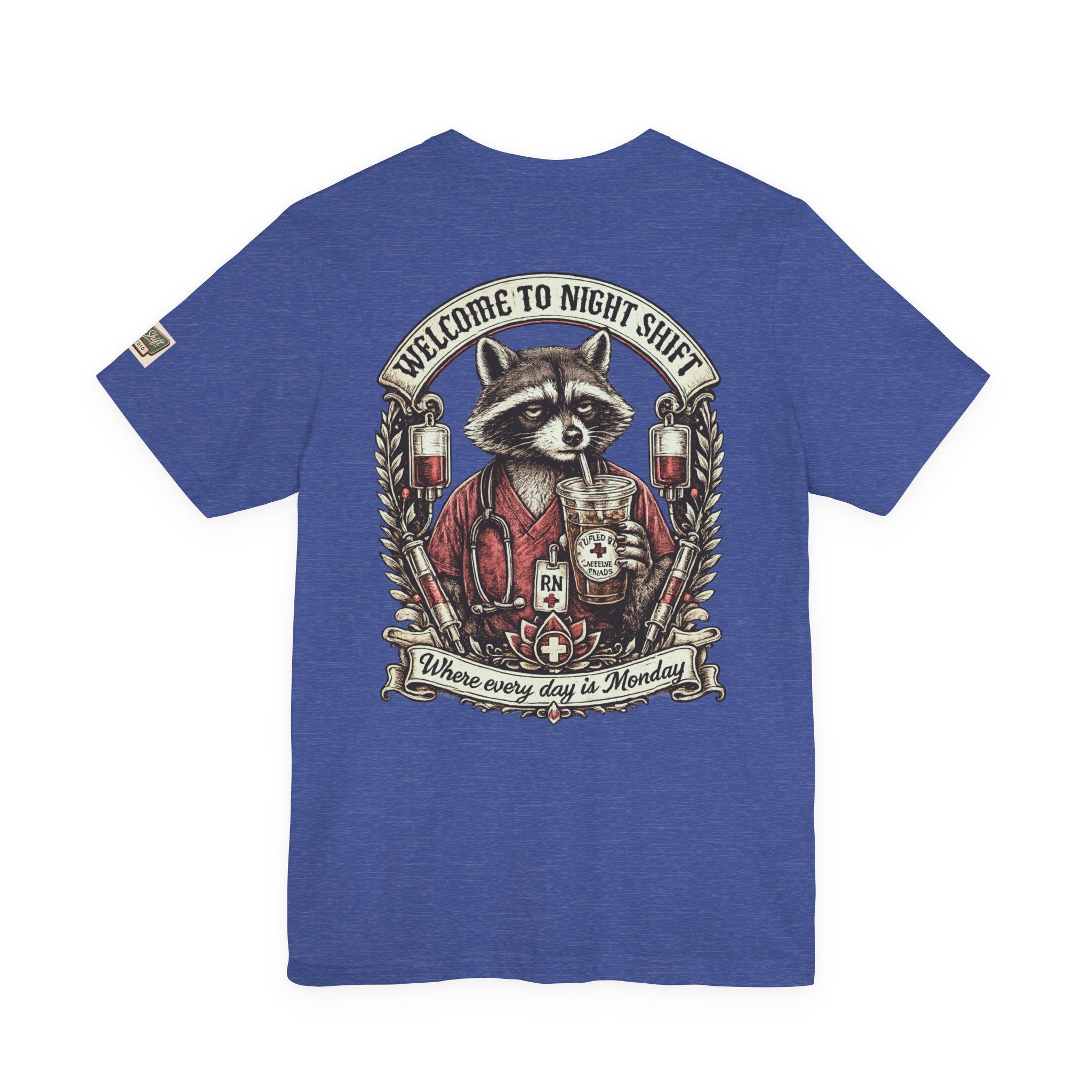 Night Shift Raccoon Nurse T-Shirt — "Welcome to Night Shift" Work Tee for Nurses & Healthcare