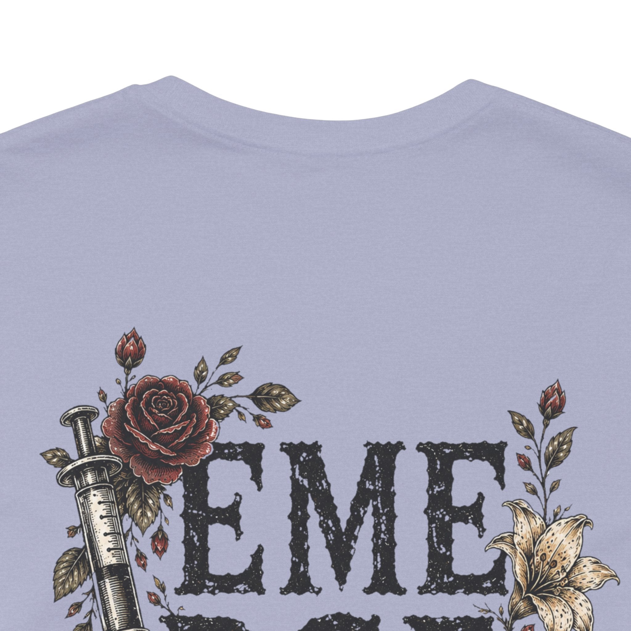 Emergency Nurse Shirt | Gothic Floral Nurse Tee | Vintage Tattoo Style ER Nurse T-Shirt | Bella & Canvas