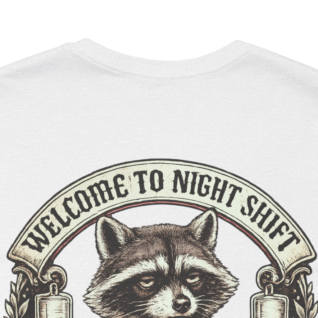 Night Shift Raccoon Nurse T-Shirt — "Welcome to Night Shift" Work Tee for Nurses & Healthcare