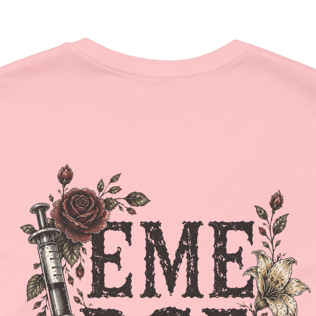 Emergency Nurse Shirt | Gothic Floral Nurse Tee | Vintage Tattoo Style ER Nurse T-Shirt | Bella & Canvas