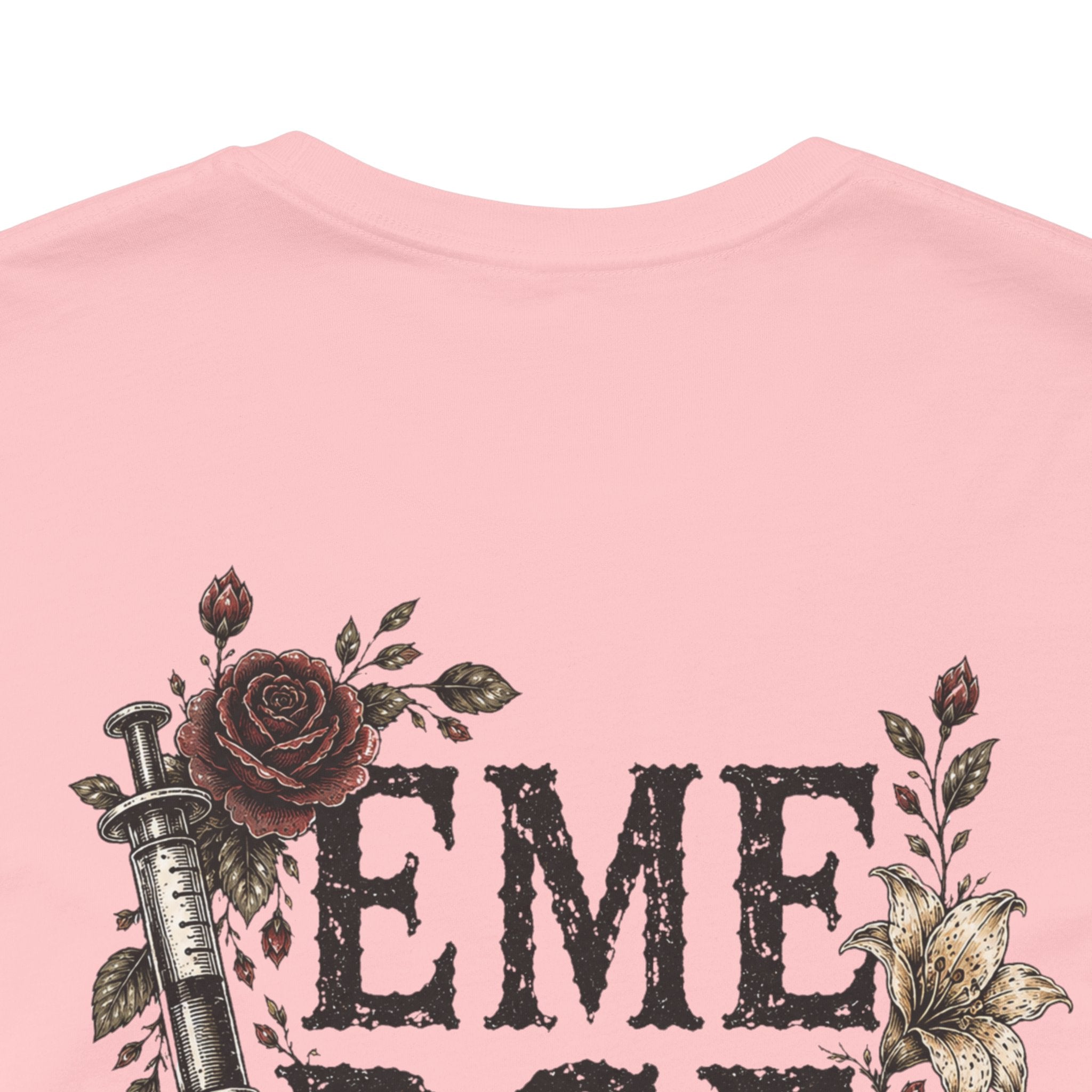 Emergency Nurse Shirt | Gothic Floral Nurse Tee | Vintage Tattoo Style ER Nurse T-Shirt | Bella & Canvas