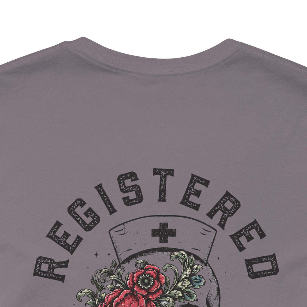 Registered Nurse Vintage Skull Tee | Tattoo Style RN Shirt | Nurse Gift | Floral Skull Graphic Tee | Bella Canvas | Off Shift Studio