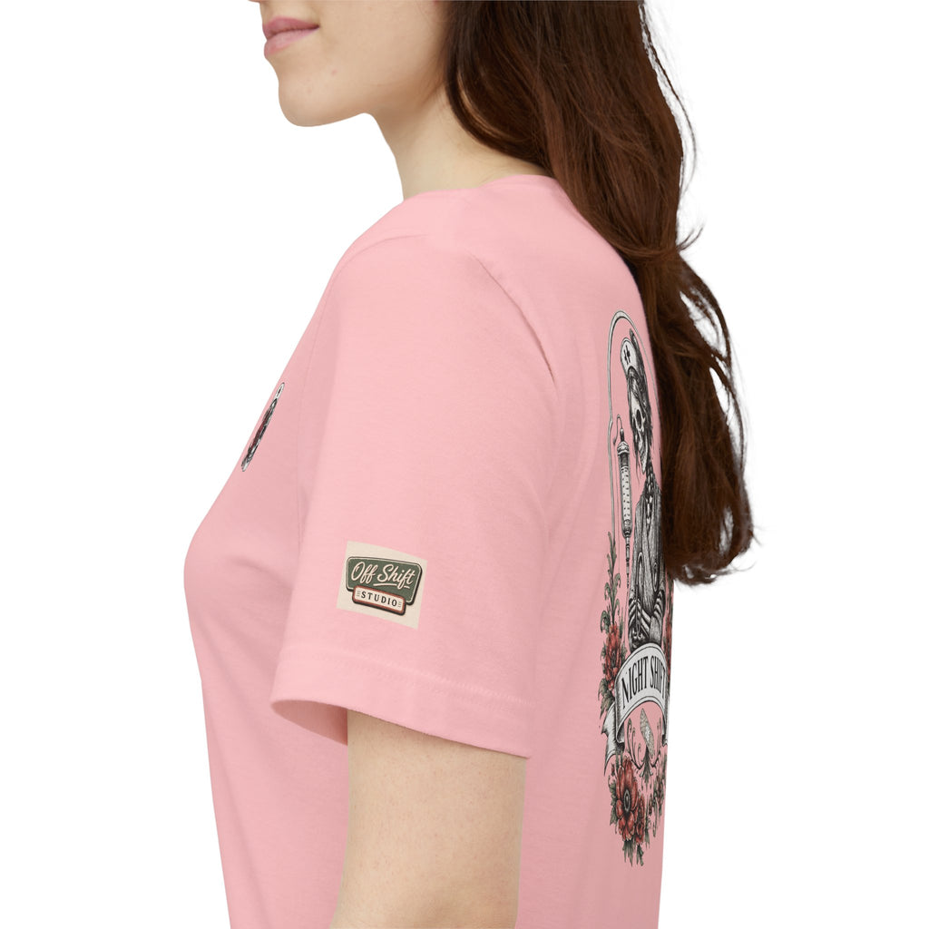 Night Shift Nurse Shirt | Skeleton Nurse T-Shirt | Tattoo Style Medical Shirt | Bella+Canvas
