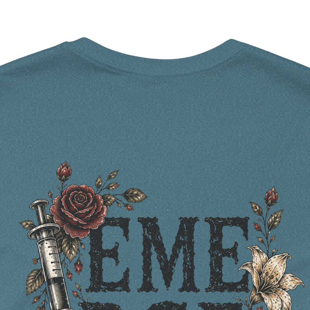 Emergency Nurse Shirt | Gothic Floral Nurse Tee | Vintage Tattoo Style ER Nurse T-Shirt | Bella & Canvas