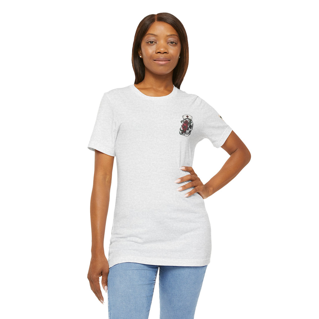 Emergency Nurse Shirt | Gothic Floral Nurse Tee | Vintage Tattoo Style ER Nurse T-Shirt | Bella & Canvas