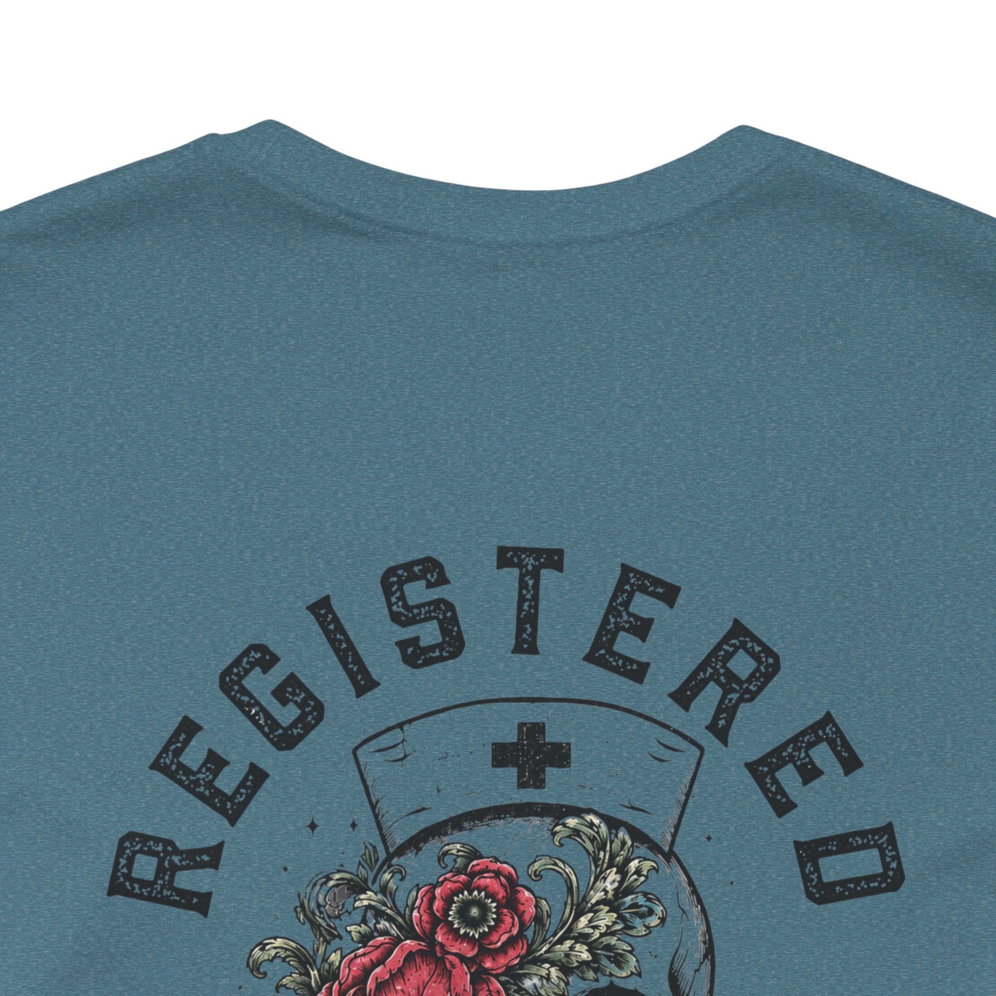 Registered Nurse Vintage Skull Tee | Tattoo Style RN Shirt | Nurse Gift | Floral Skull Graphic Tee | Bella Canvas | Off Shift Studio