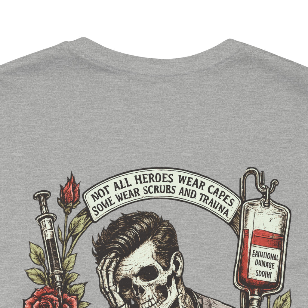Murse Skull Nurse Graphic Tee — Vintage Medical Tattoo Back Print | Male Nurse Gift