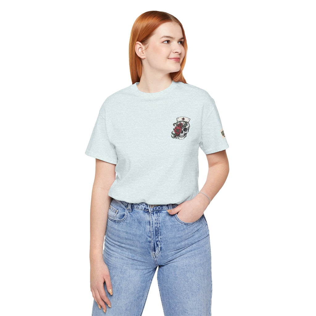 Emergency Nurse Shirt | Gothic Floral Nurse Tee | Vintage Tattoo Style ER Nurse T-Shirt | Bella & Canvas