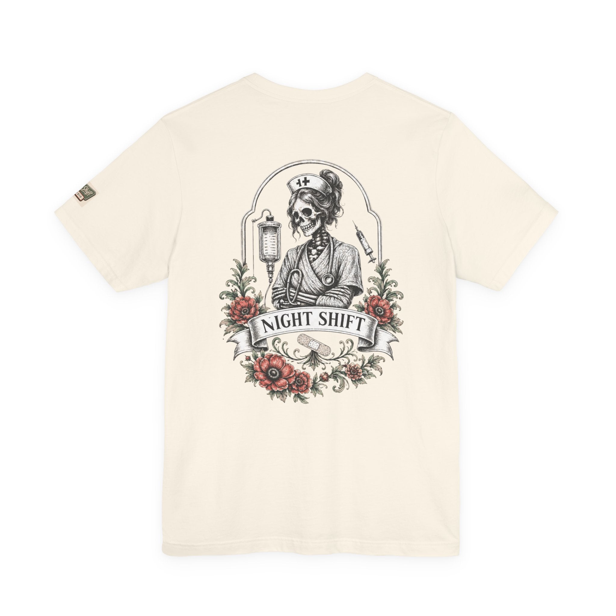 Night Shift Nurse Shirt | Skeleton Nurse T-Shirt | Tattoo Style Medical Shirt | Bella+Canvas