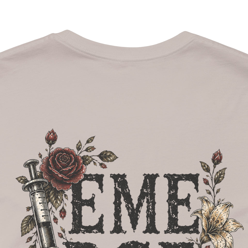 Emergency Nurse Shirt | Gothic Floral Nurse Tee | Vintage Tattoo Style ER Nurse T-Shirt | Bella & Canvas