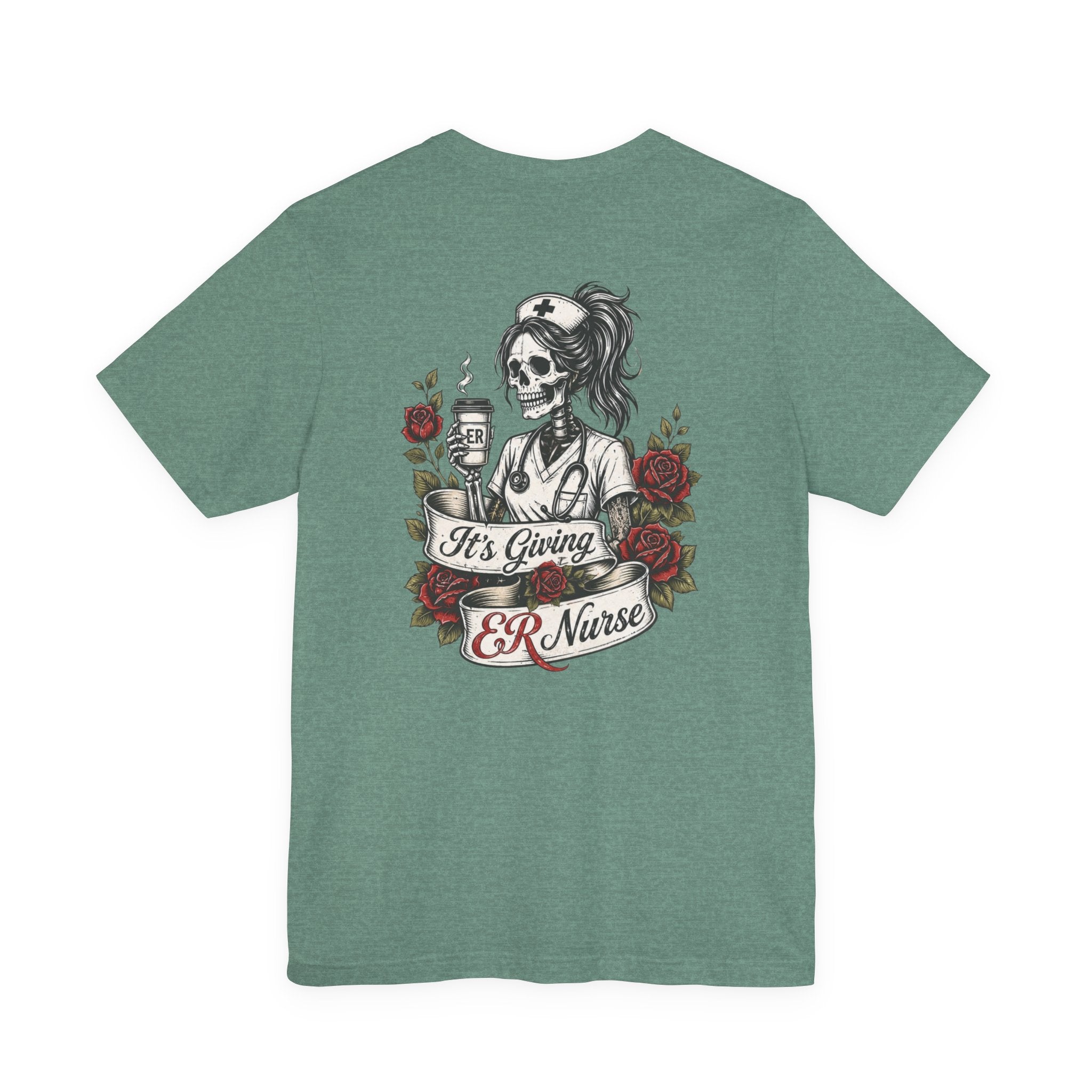 It's Giving ER Nurse Shirt | Funny ER Nurse Tee | Emergency Room Nurse Gift | Gothic Skeleton Nurse Shirt | Tattoo Style Healthcare T-Shirt