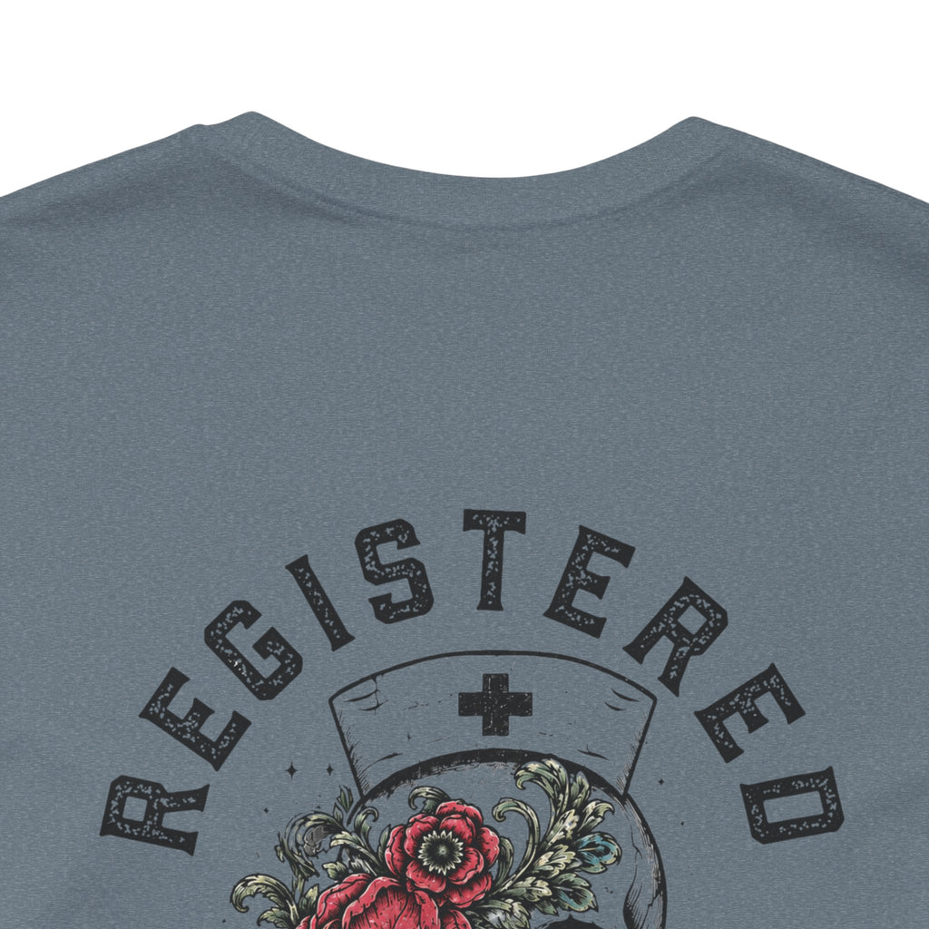 Registered Nurse Vintage Skull Tee | Tattoo Style RN Shirt | Nurse Gift | Floral Skull Graphic Tee | Bella Canvas | Off Shift Studio