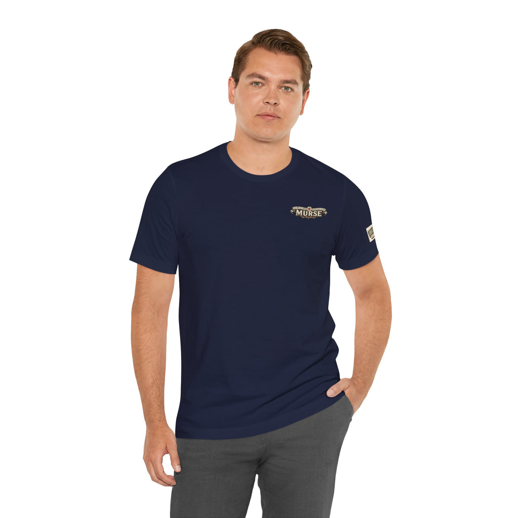 Murse Skull Nurse Graphic Tee — Vintage Medical Tattoo Back Print | Male Nurse Gift