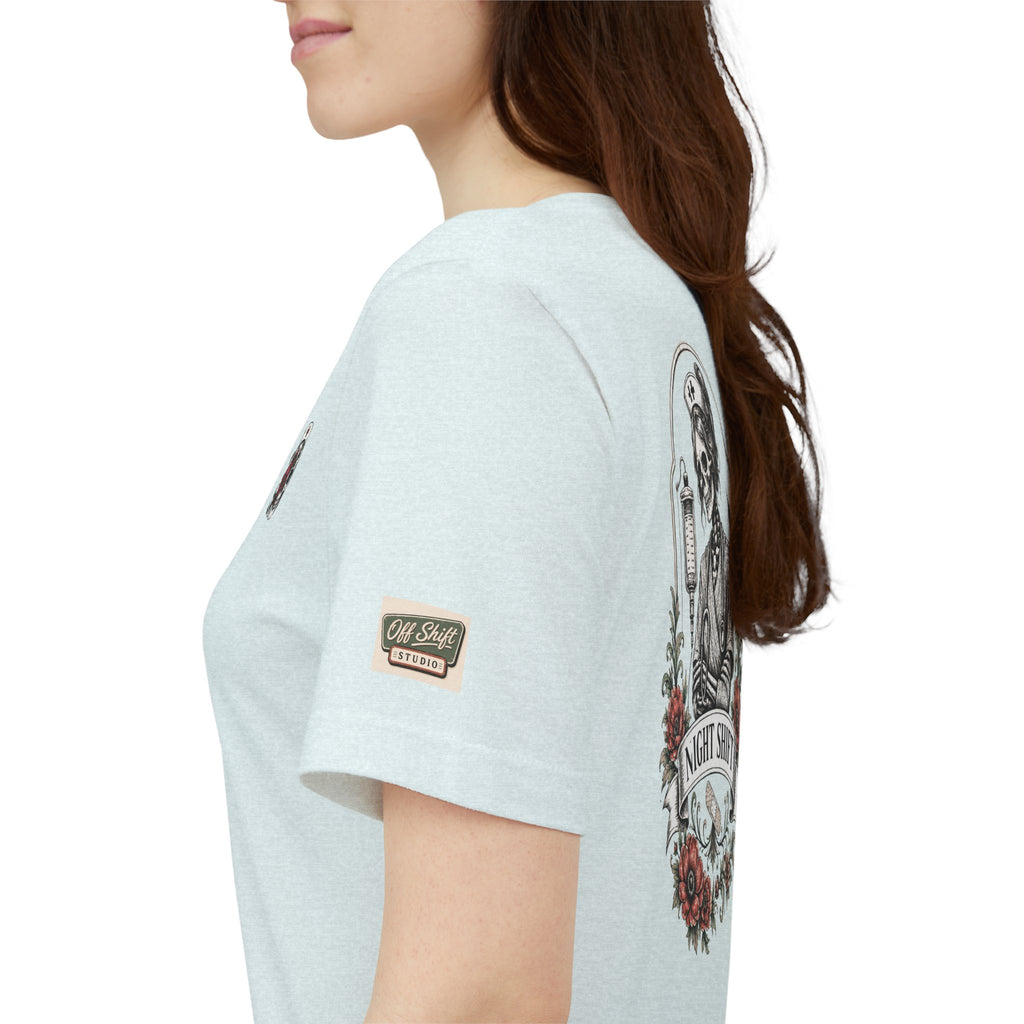 Night Shift Nurse Shirt | Skeleton Nurse T-Shirt | Tattoo Style Medical Shirt | Bella+Canvas