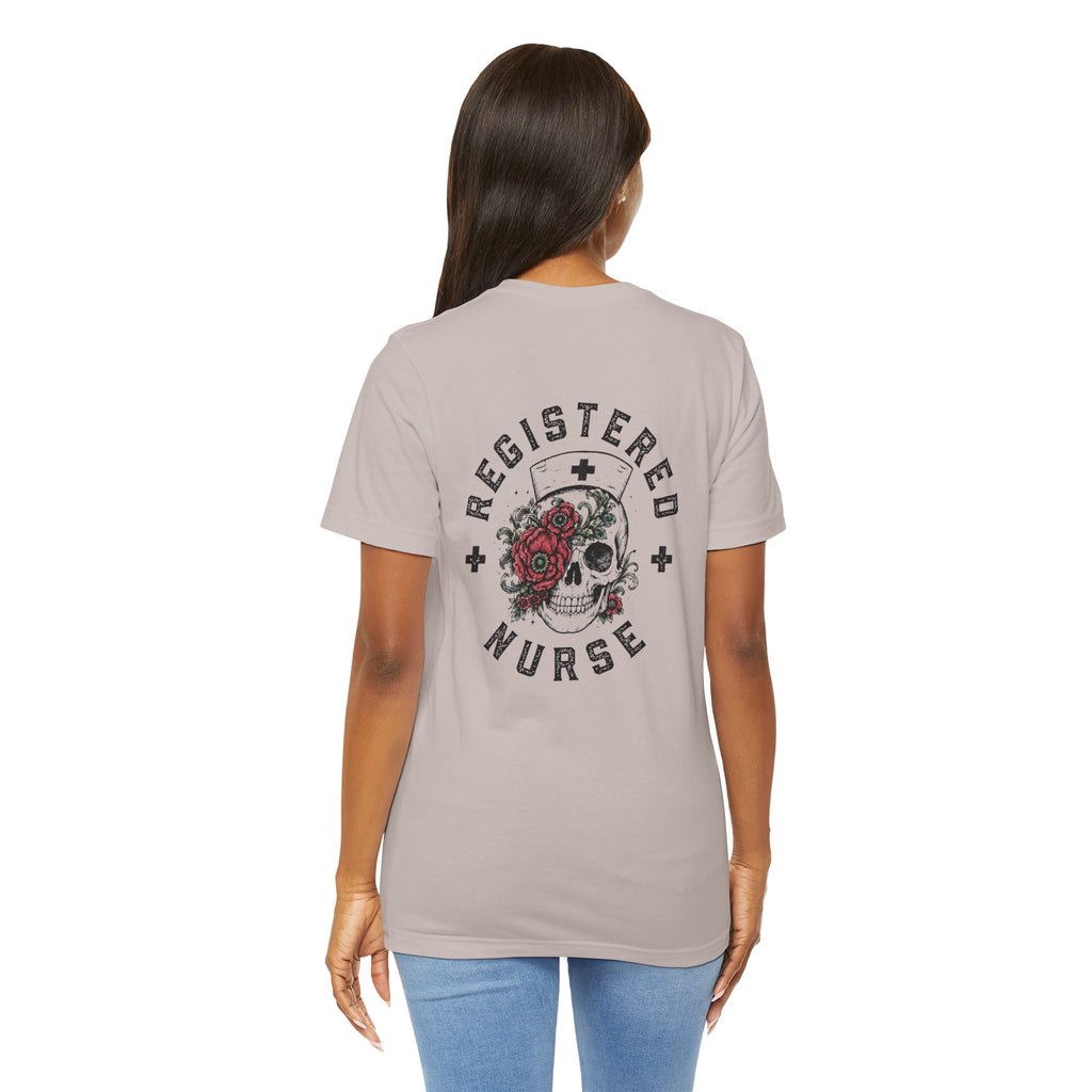 Registered Nurse Vintage Skull Tee | Tattoo Style RN Shirt | Nurse Gift | Floral Skull Graphic Tee | Bella Canvas | Off Shift Studio