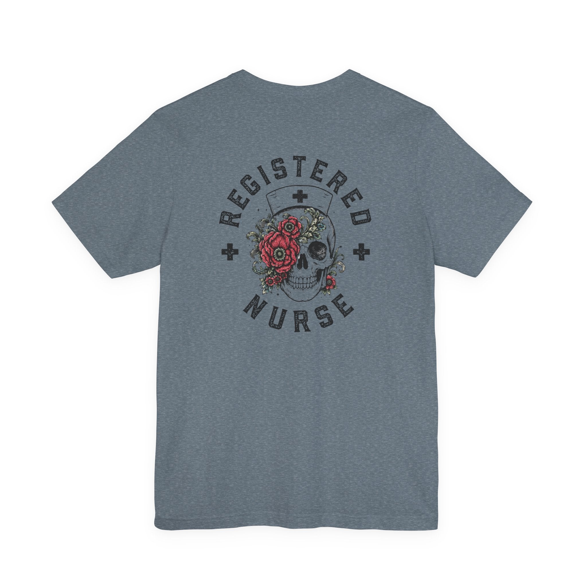 Registered Nurse Vintage Skull Tee | Tattoo Style RN Shirt | Nurse Gift | Floral Skull Graphic Tee | Bella Canvas | Off Shift Studio